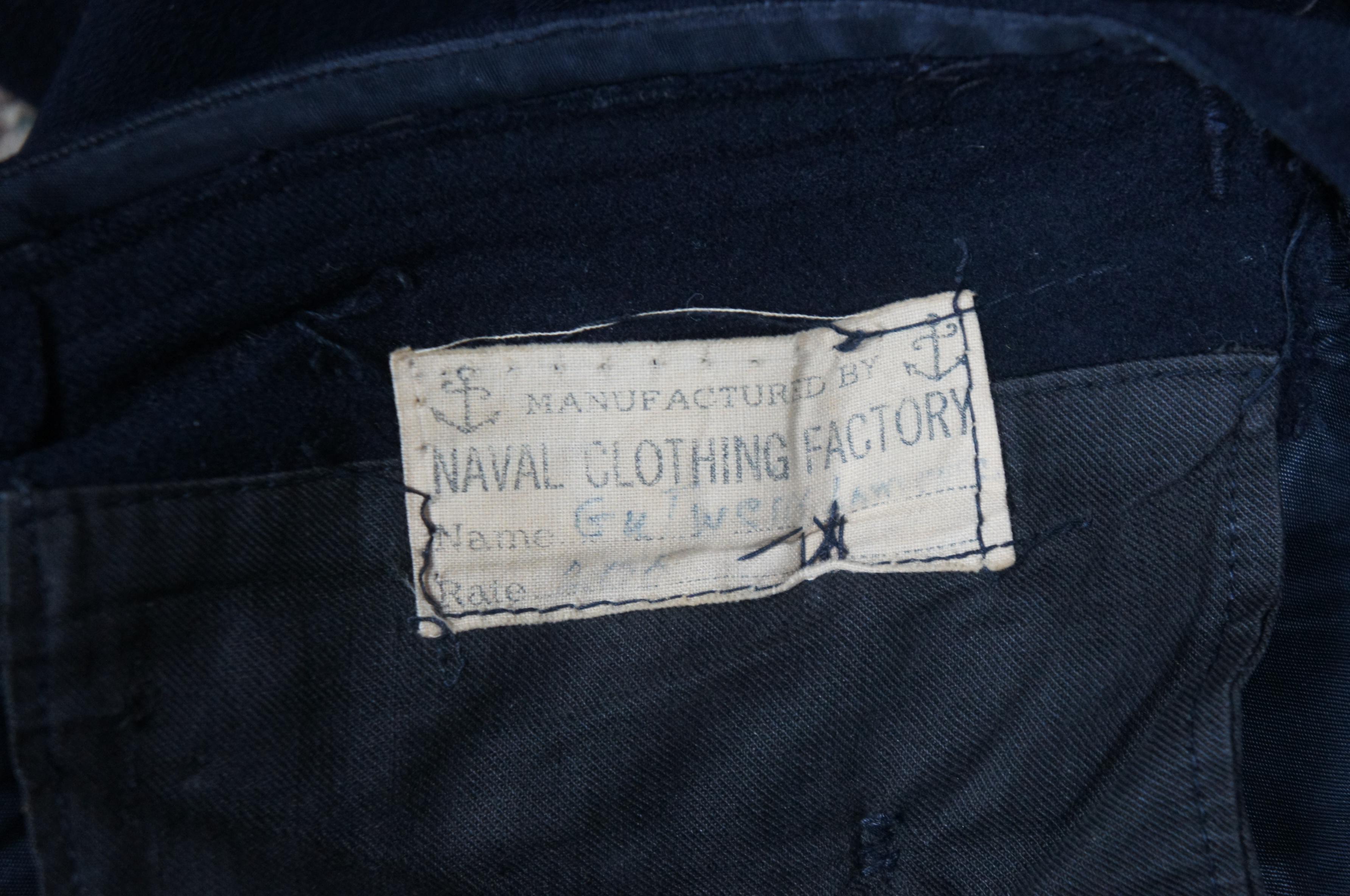 3 Pc Mid Century US Navy Blue Wool Uniform Jumper Pants Cracker Jack For Sale 5