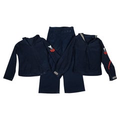 Vintage 3 Pc Mid Century US Navy Blue Wool Uniform Jumper Pants Cracker Jack