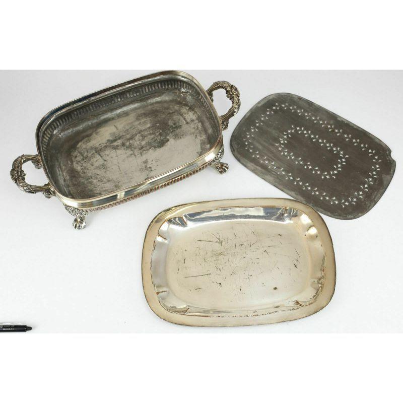 3 Pc of Matthew Boulton Silverplate Food Warmer Hand Chased, circa 1800 In Fair Condition For Sale In Gardena, CA