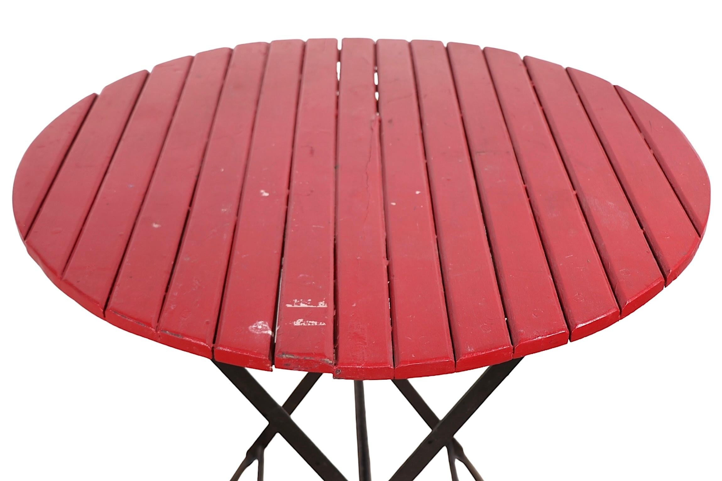 3 pc. Vintage Folding  Cafe Bistro Beer Garden Garden Patio Dinette Set For Sale 3