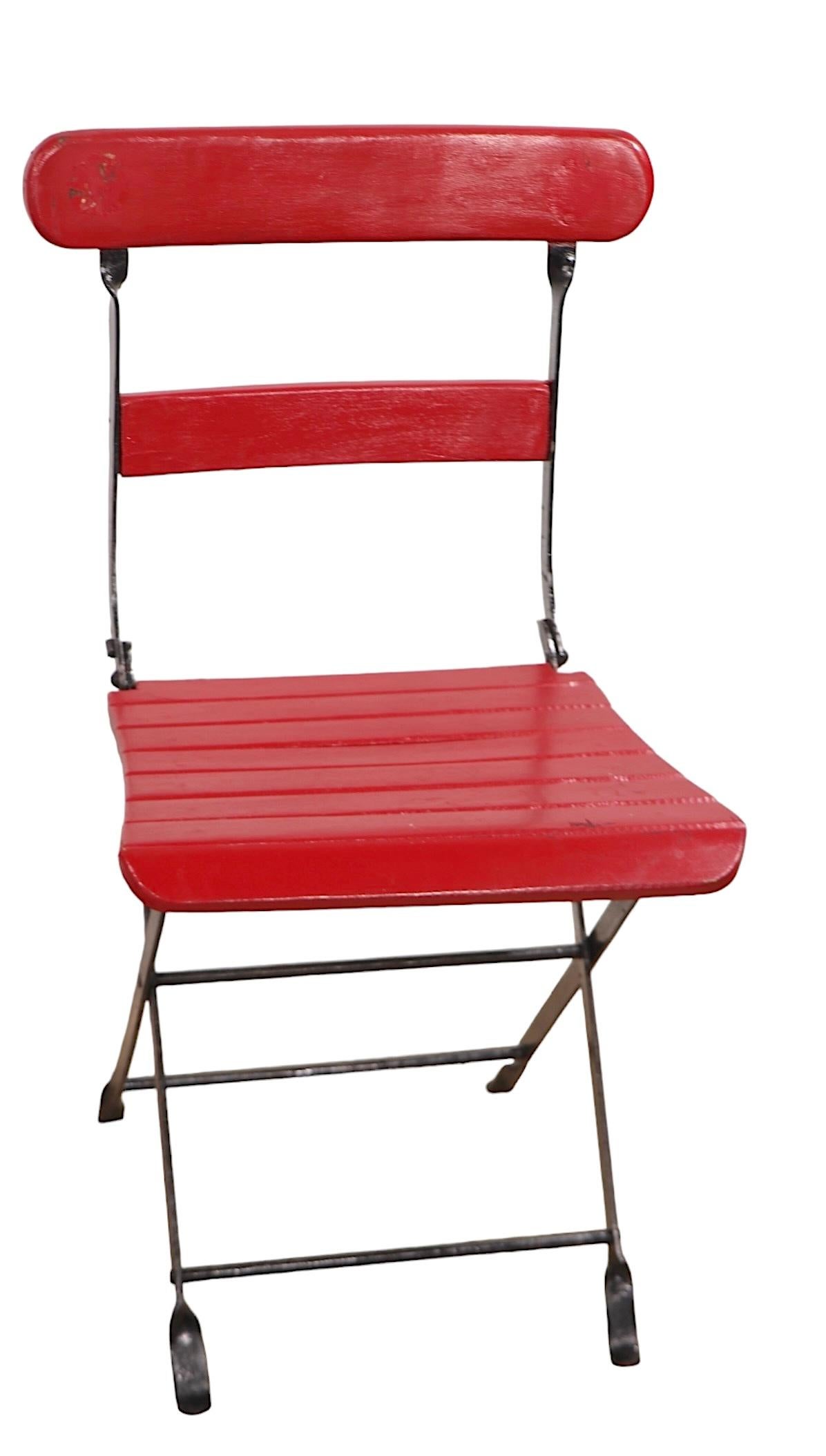 Mid-Century Modern 3 pc. Vintage Folding  Cafe Bistro Beer Garden Garden Patio Dinette Set For Sale