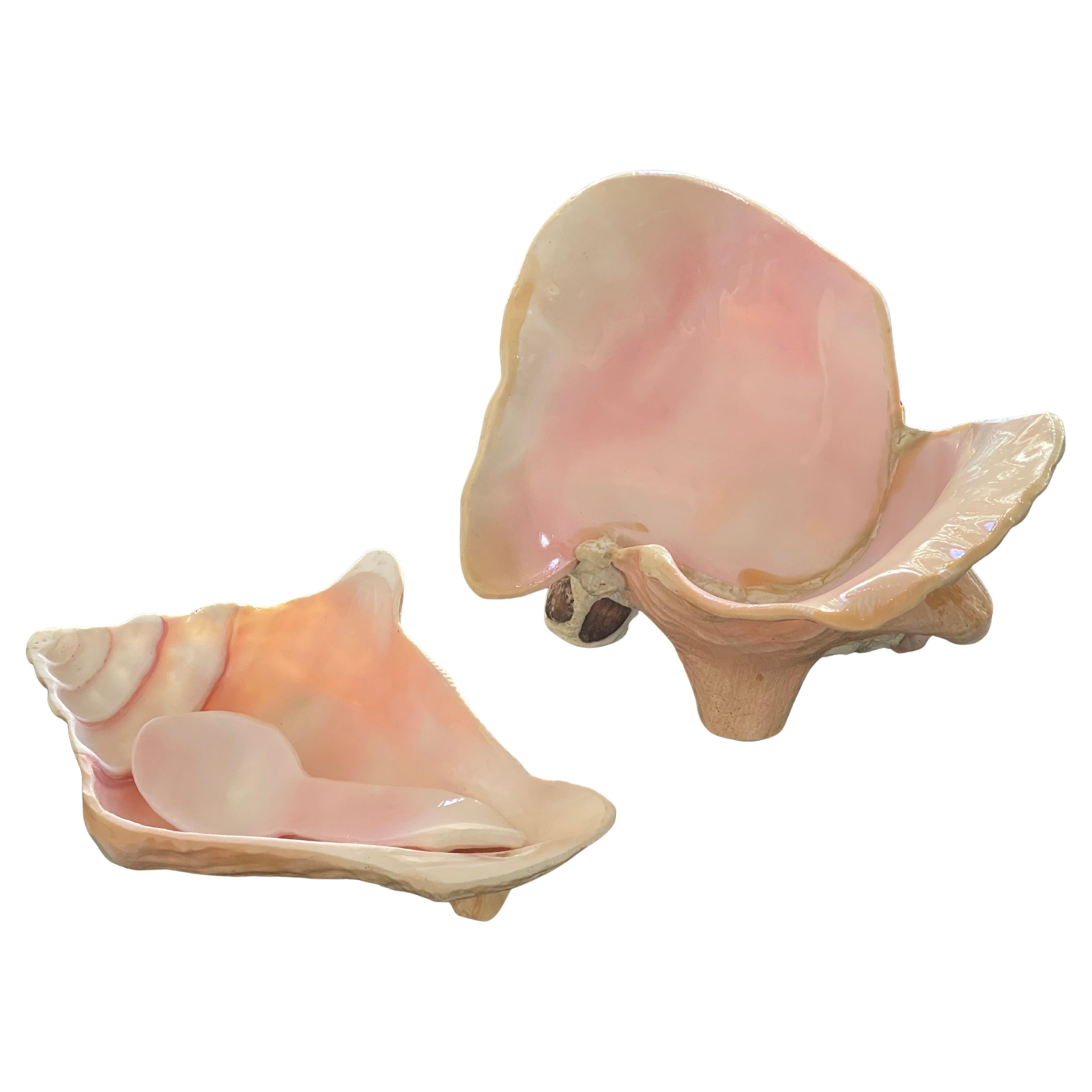 3 pcs Sea Shell Bowls and Spoon Table Set Handmade