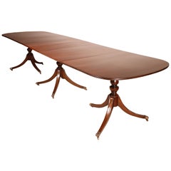 3 Pedestal Extending Table in Solid Mahogany, England