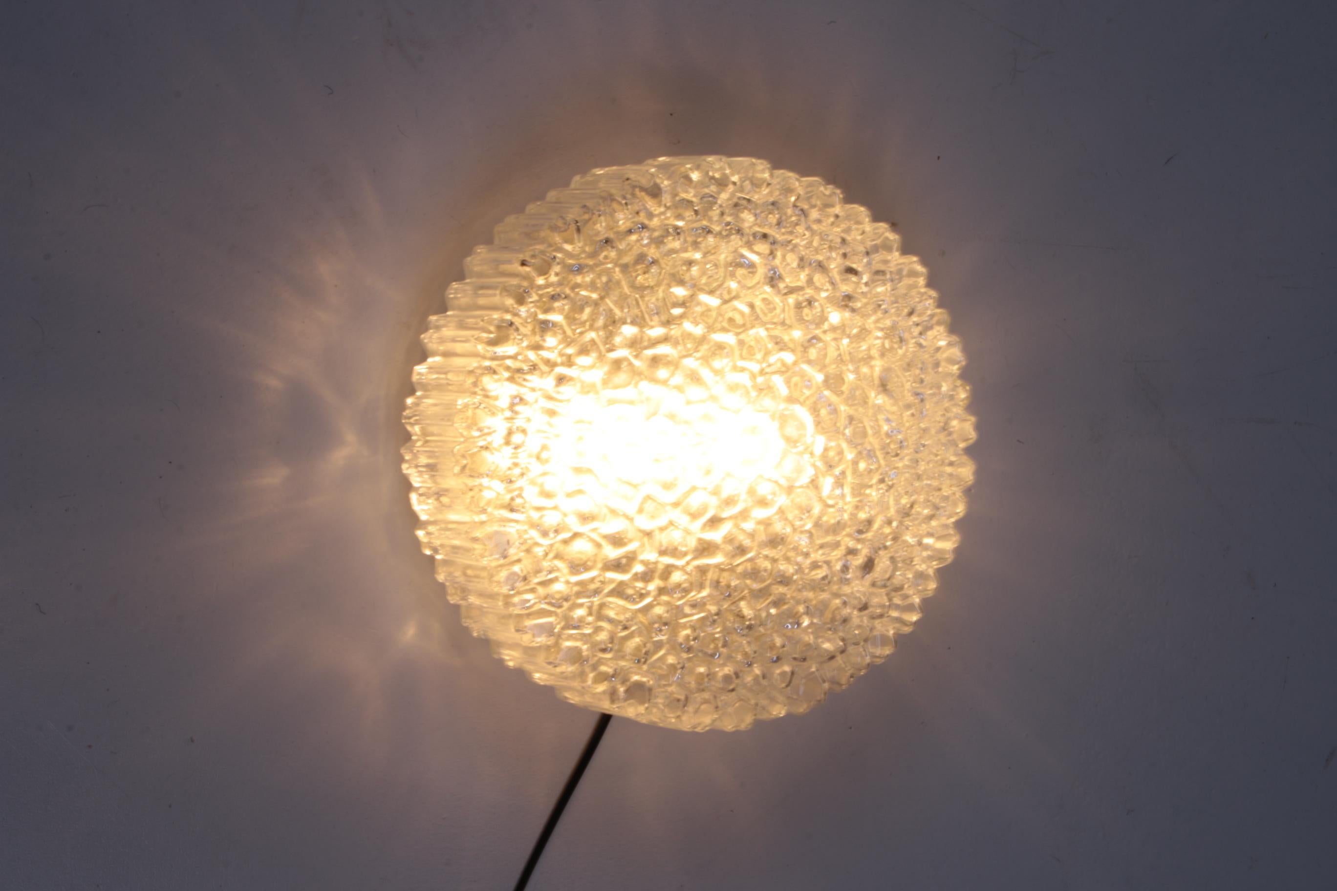 3 Pice Glass Flush Mount or Sconce by Helena Tynell for Glashütte Limburg, 1960s For Sale 4