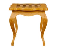 3 piece 20th century burr birch games table and armchairs