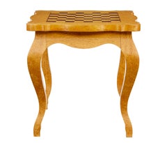 Mesa de juegos y sillones de 3 piezas de abedul rebabas del siglo XX