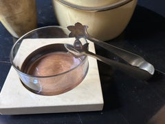 3 Piece Aldo Tura Set with Ice Bucket, Shaker, Sugar Tong and Serving Bowl