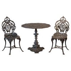3 Piece Aluminum Patio Set Zodiac Design Original Patina