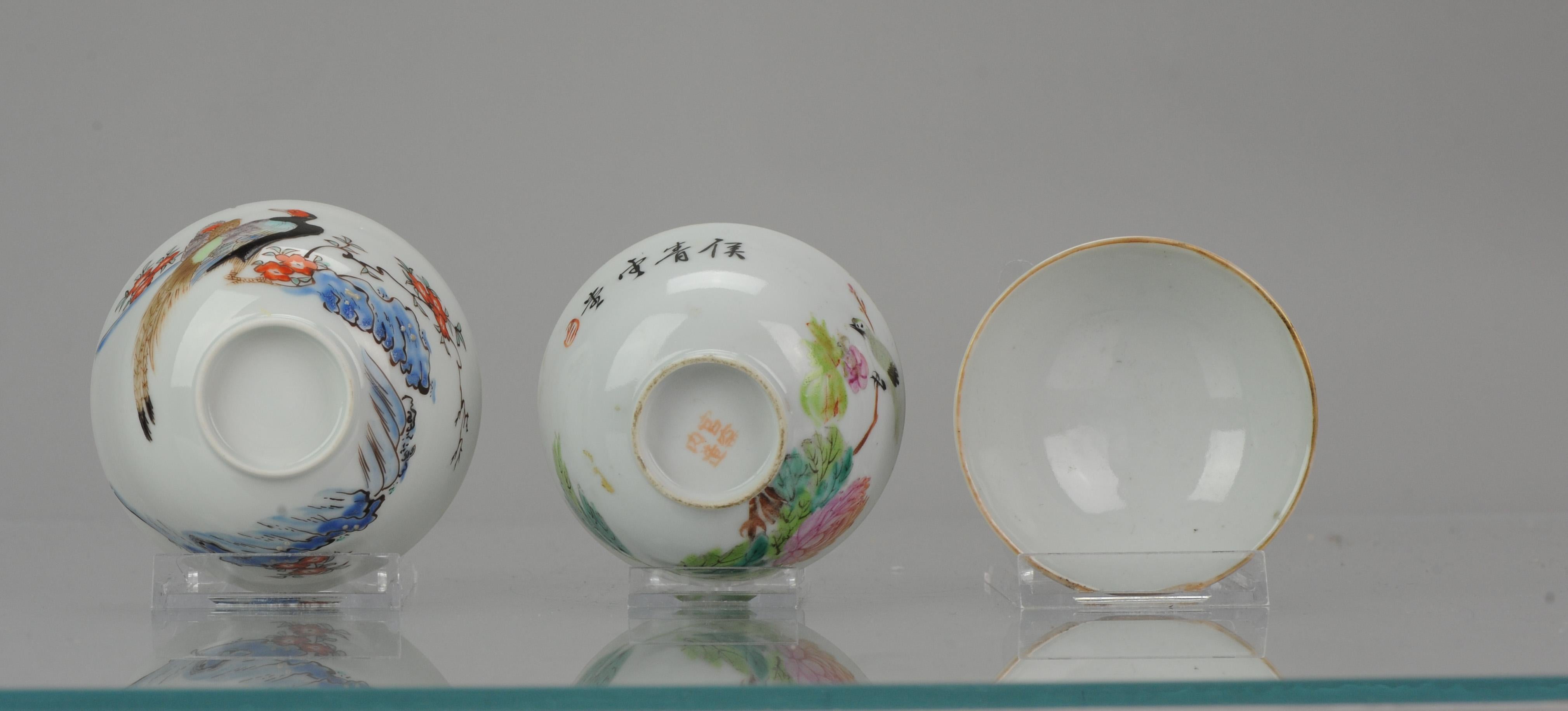 3 Piece Antique Chinese and Japanese Bowls Calligraphy Japan, 19th century In Good Condition For Sale In Amsterdam, Noord Holland