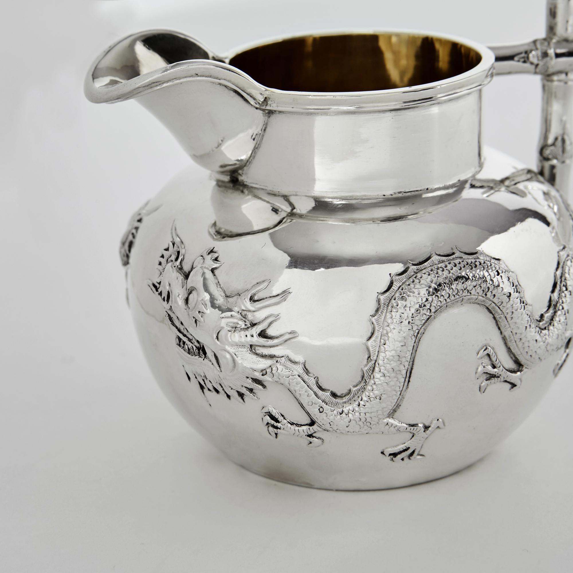 Service à thé en argent chinois antique 3 pièces Bon état - En vente à London, GB