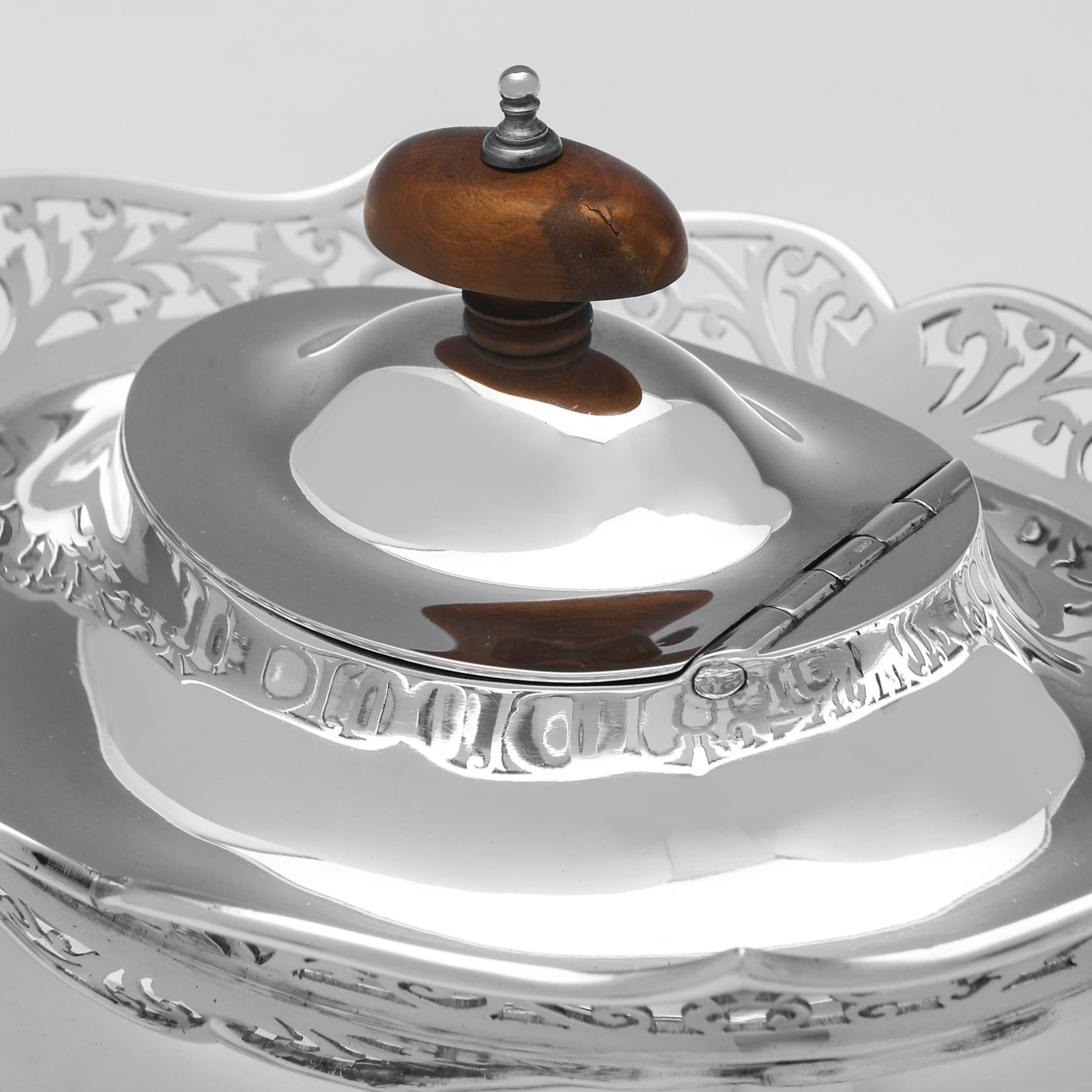 English 3 piece antique sterling silver teaset by Thomas Edward Atkins - 1917 For Sale