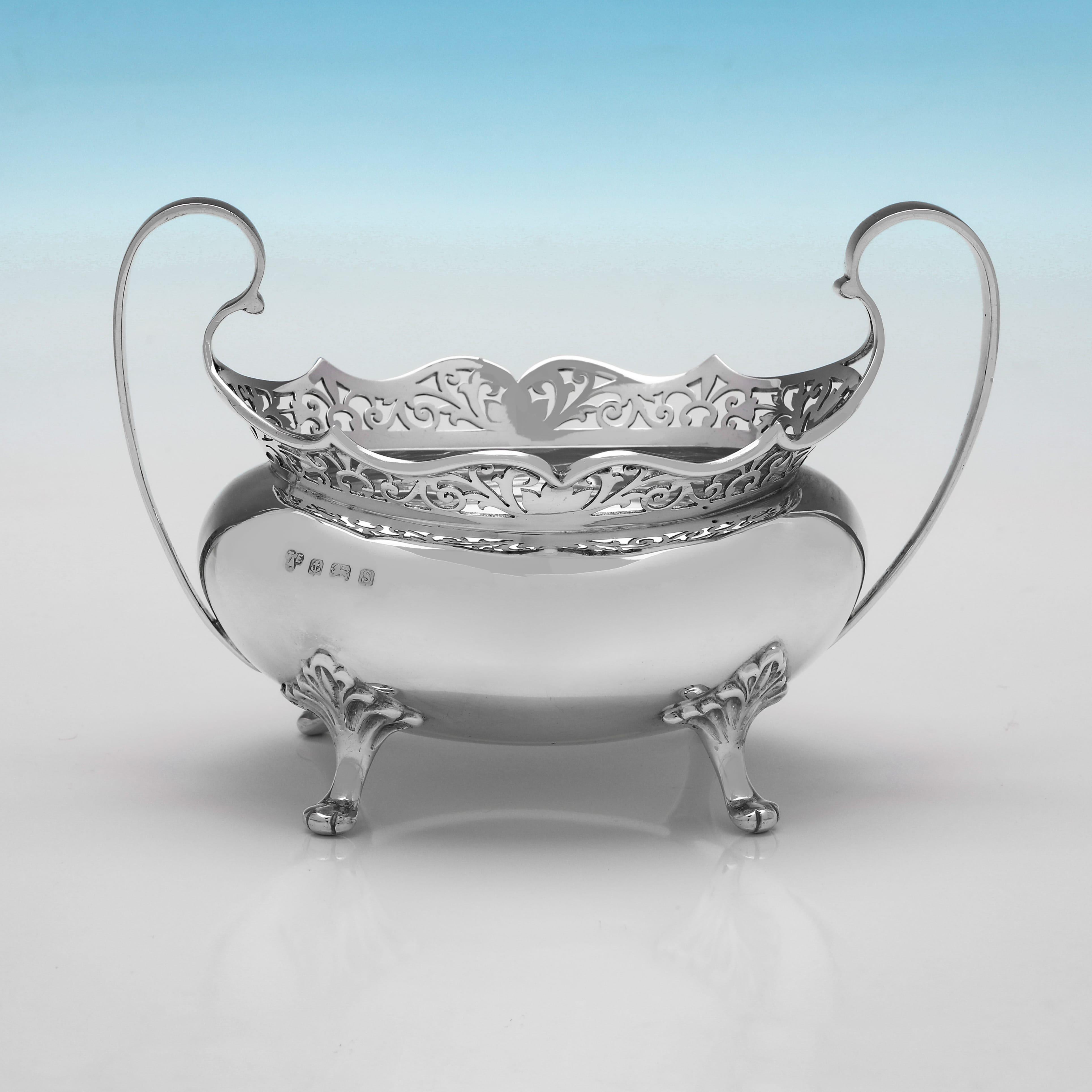 3 piece antique sterling silver teaset by Thomas Edward Atkins - 1917 In Good Condition For Sale In London, London