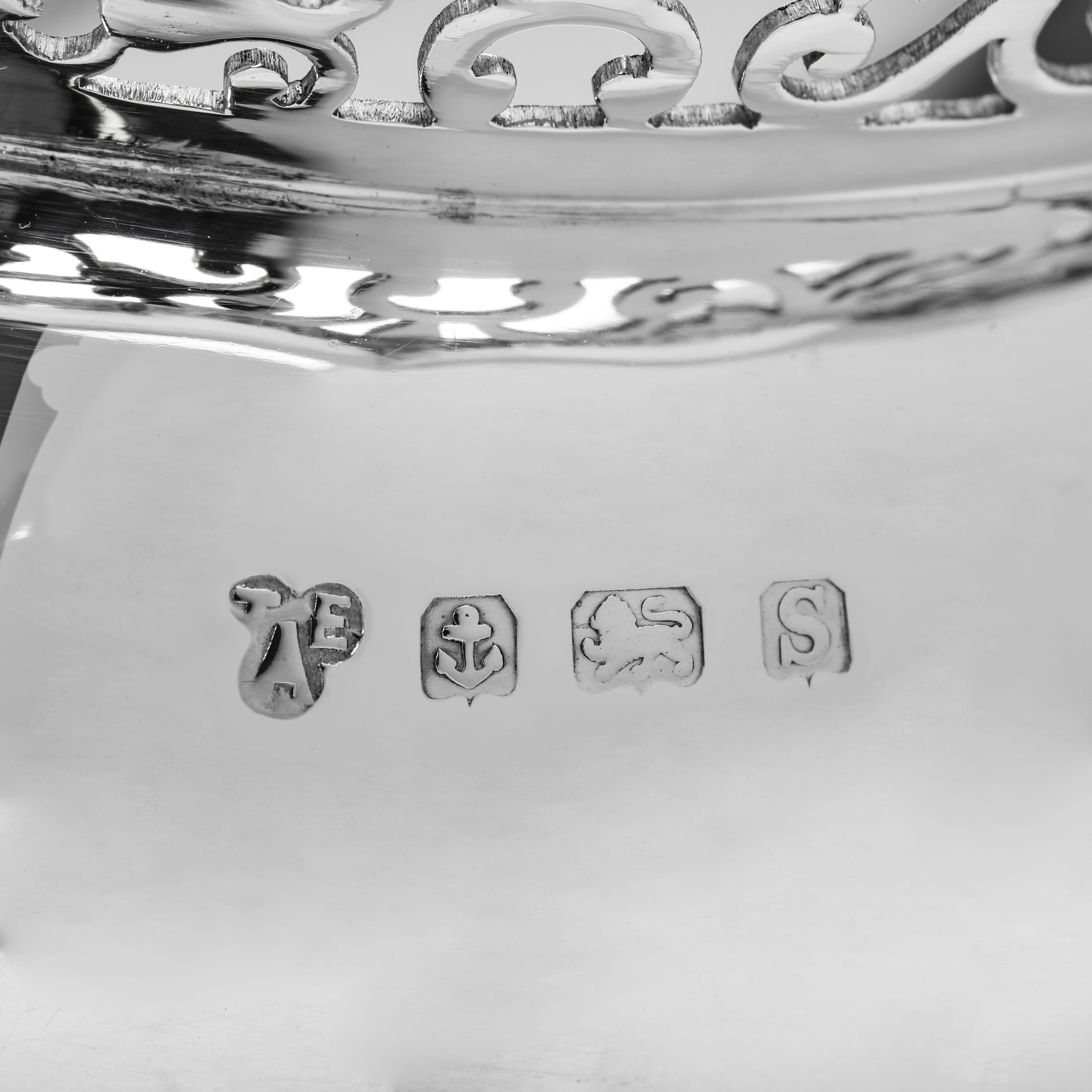 Sterling Silver 3 piece antique sterling silver teaset by Thomas Edward Atkins - 1917 For Sale
