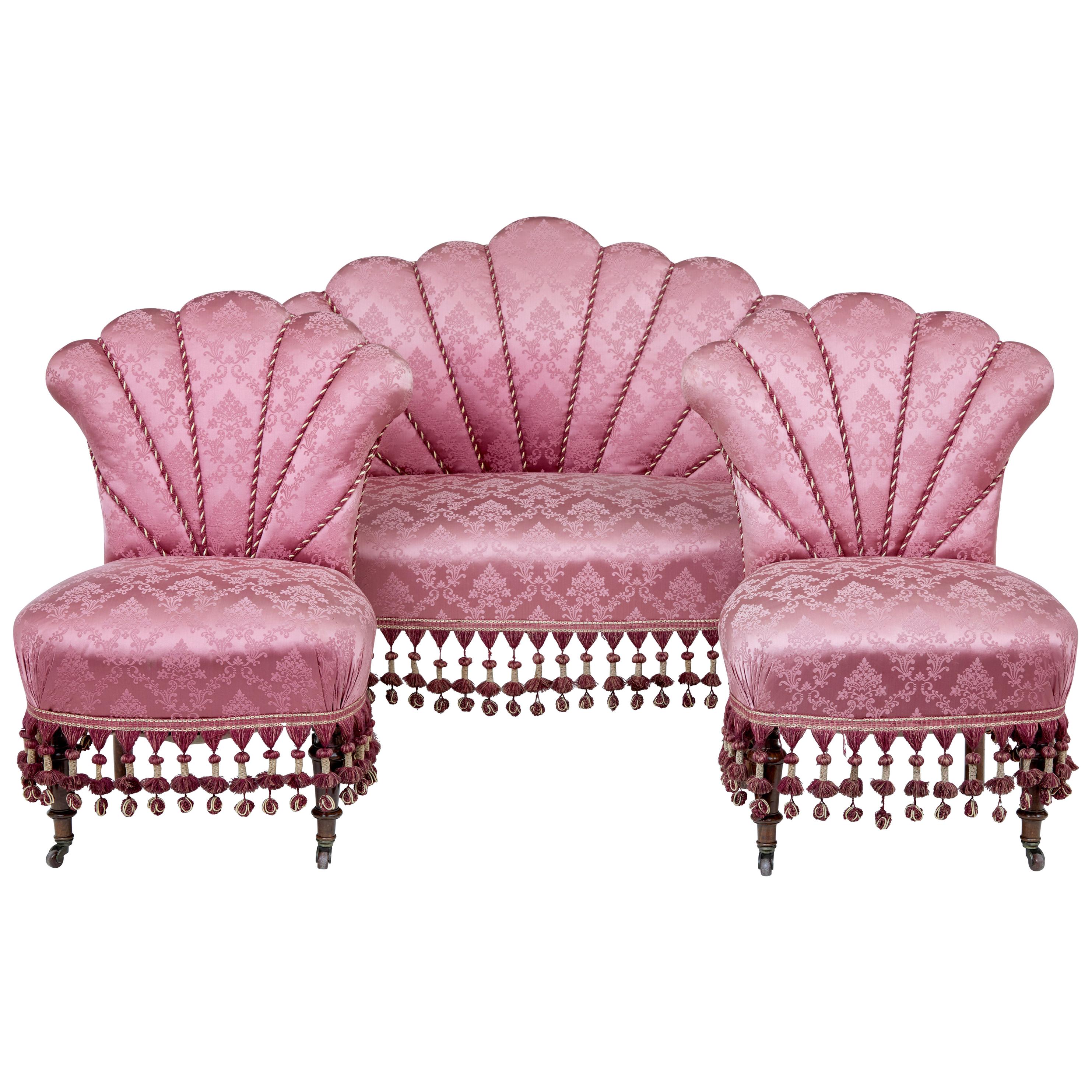 3-Piece Art Deco Shell Back Salon Suite