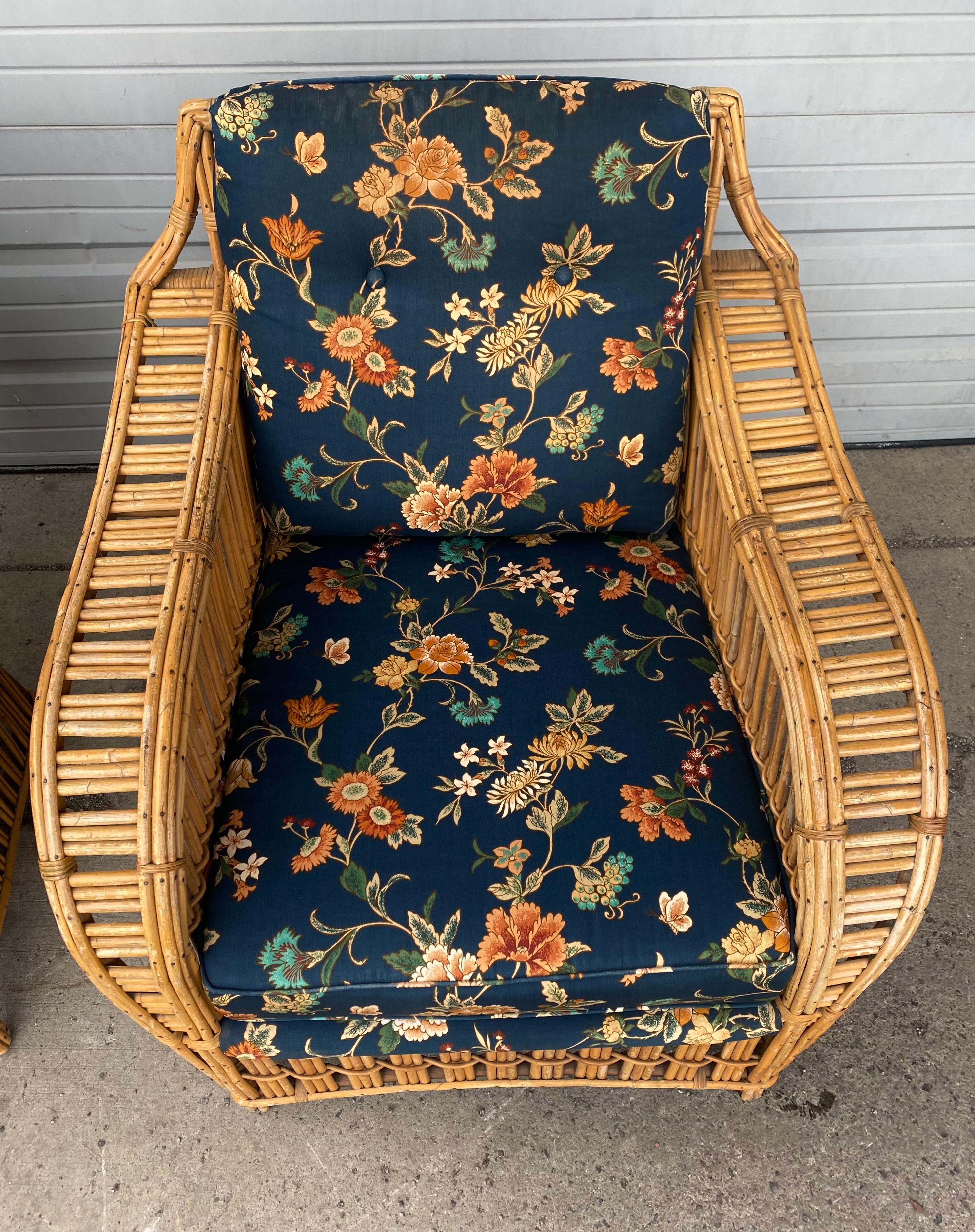 3 Piece Art Deco Stick Wicker / Reed Suite, Sofa and Chairs  by Ficks Reed 4