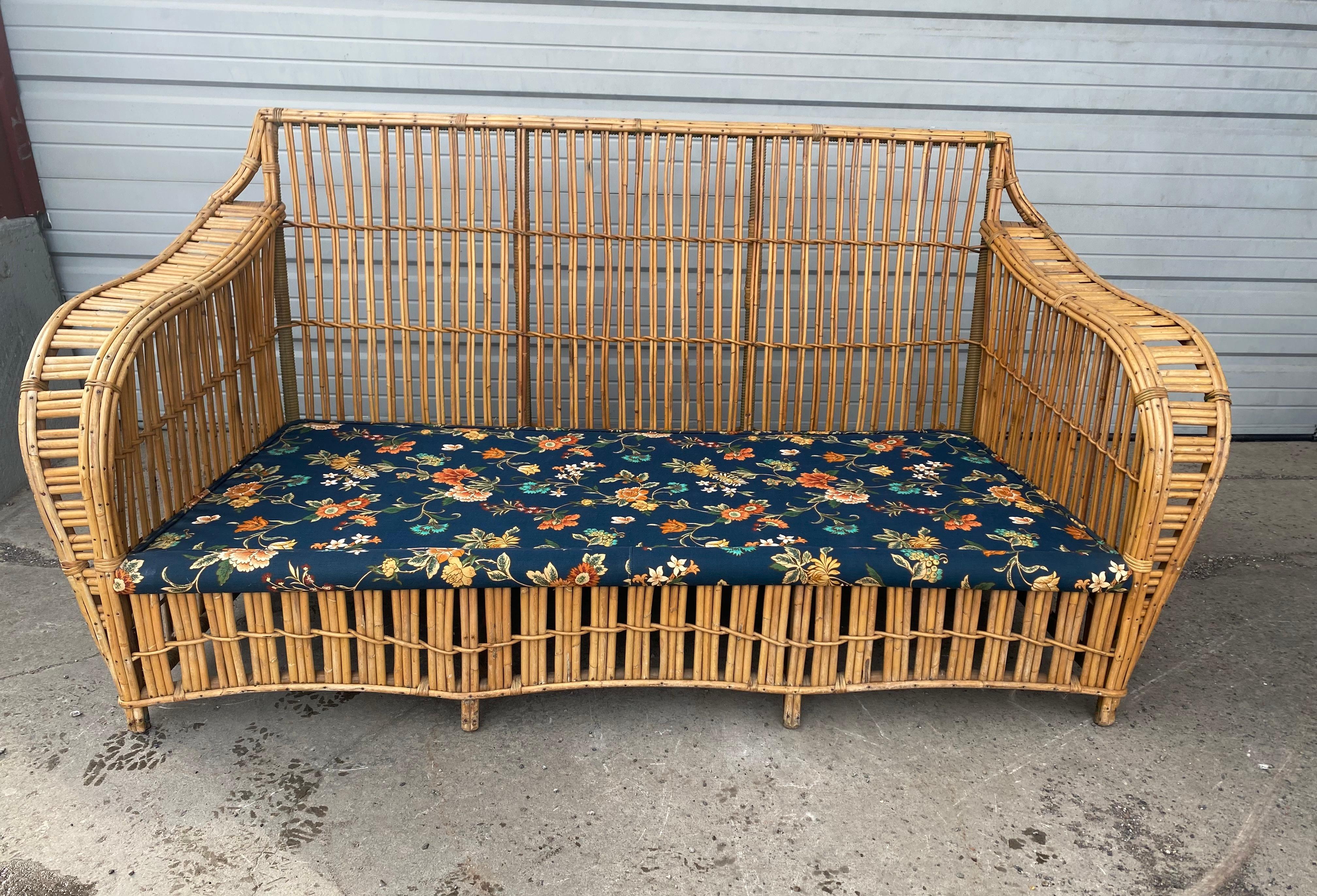 3 Piece Art Deco Stick Wicker / Reed Suite, Sofa and Chairs  by Ficks Reed 8