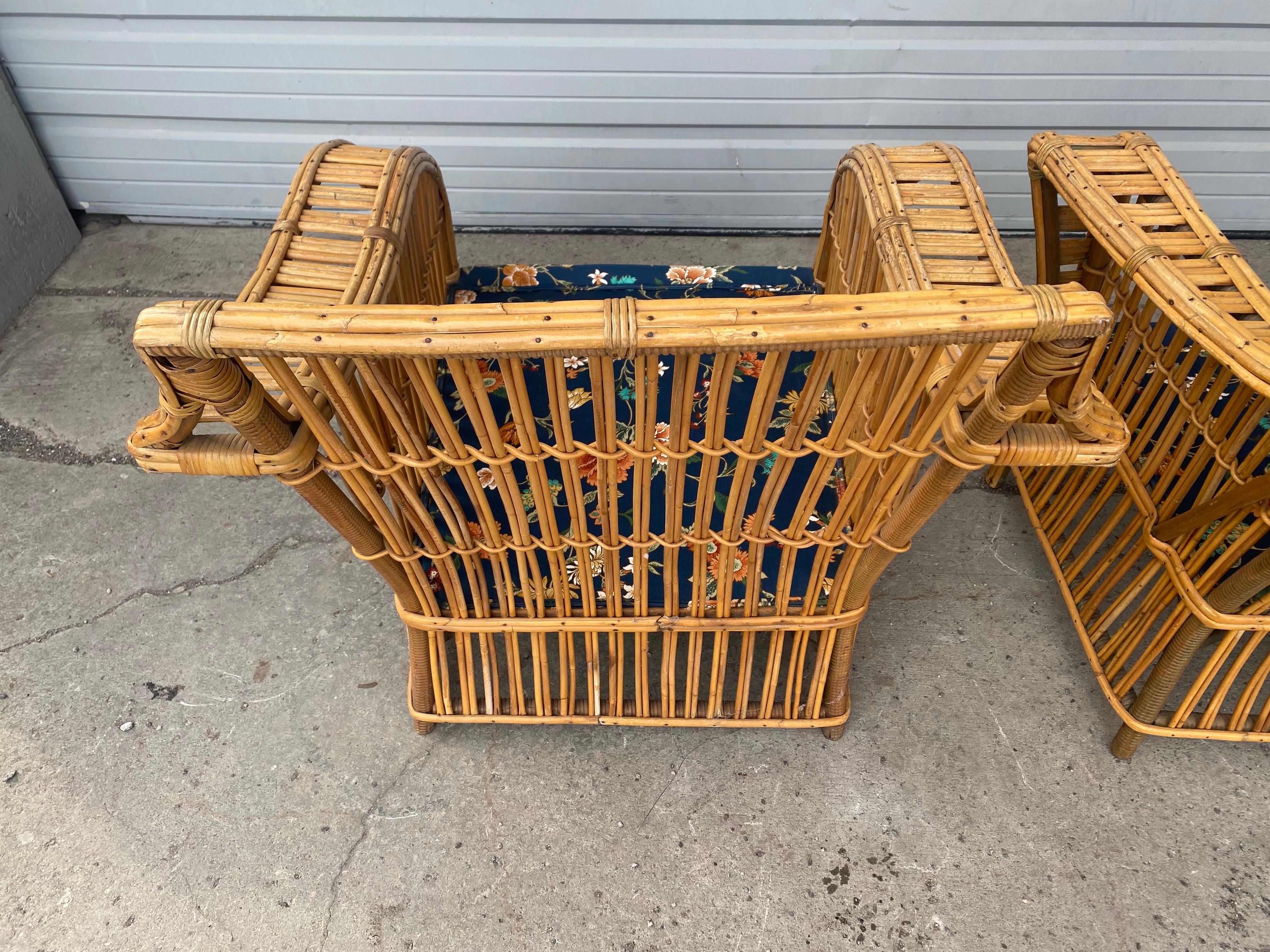 3 Piece Art Deco Stick Wicker / Reed Suite, Sofa and Chairs  by Ficks Reed 11