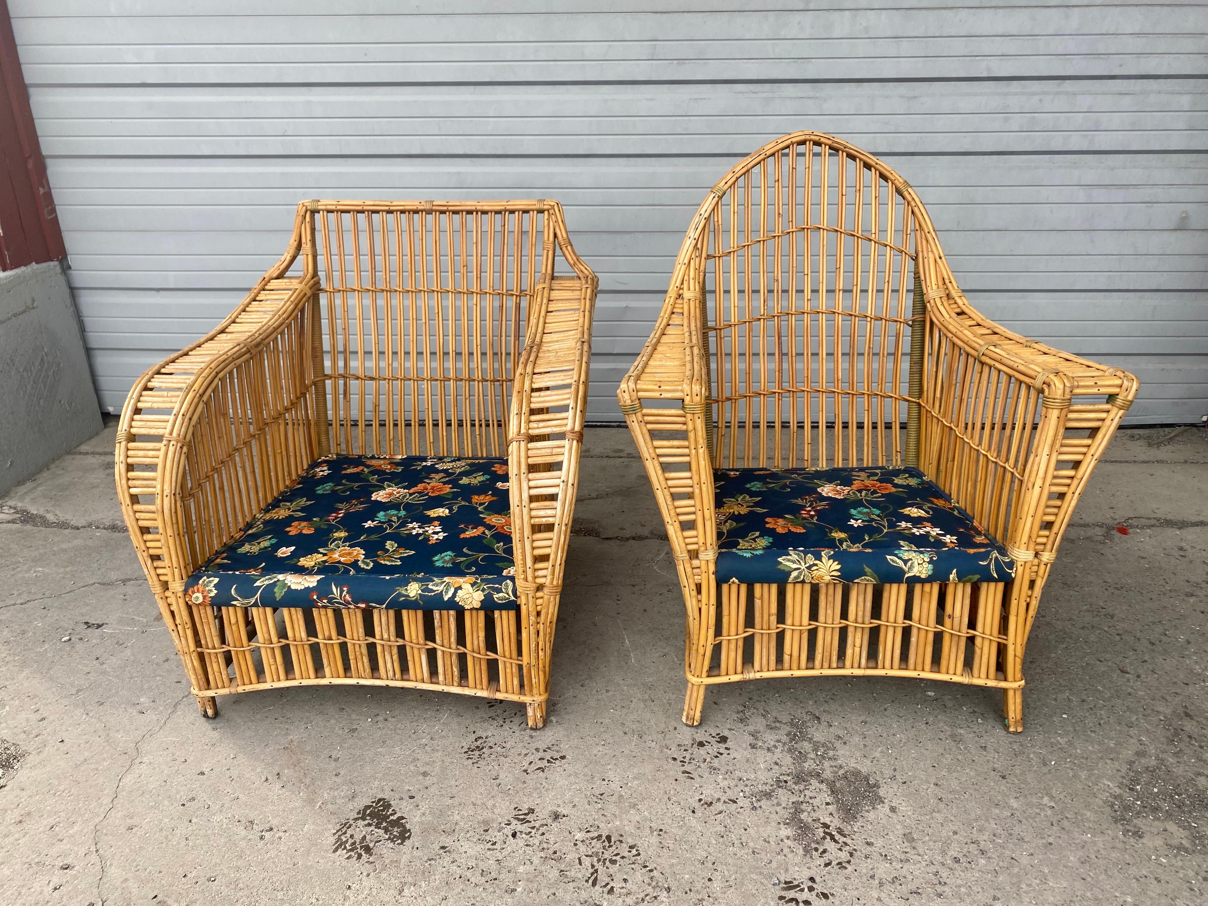 3 Piece Art Deco Stick Wicker / Reed Suite, Sofa and Chairs  by Ficks Reed 12