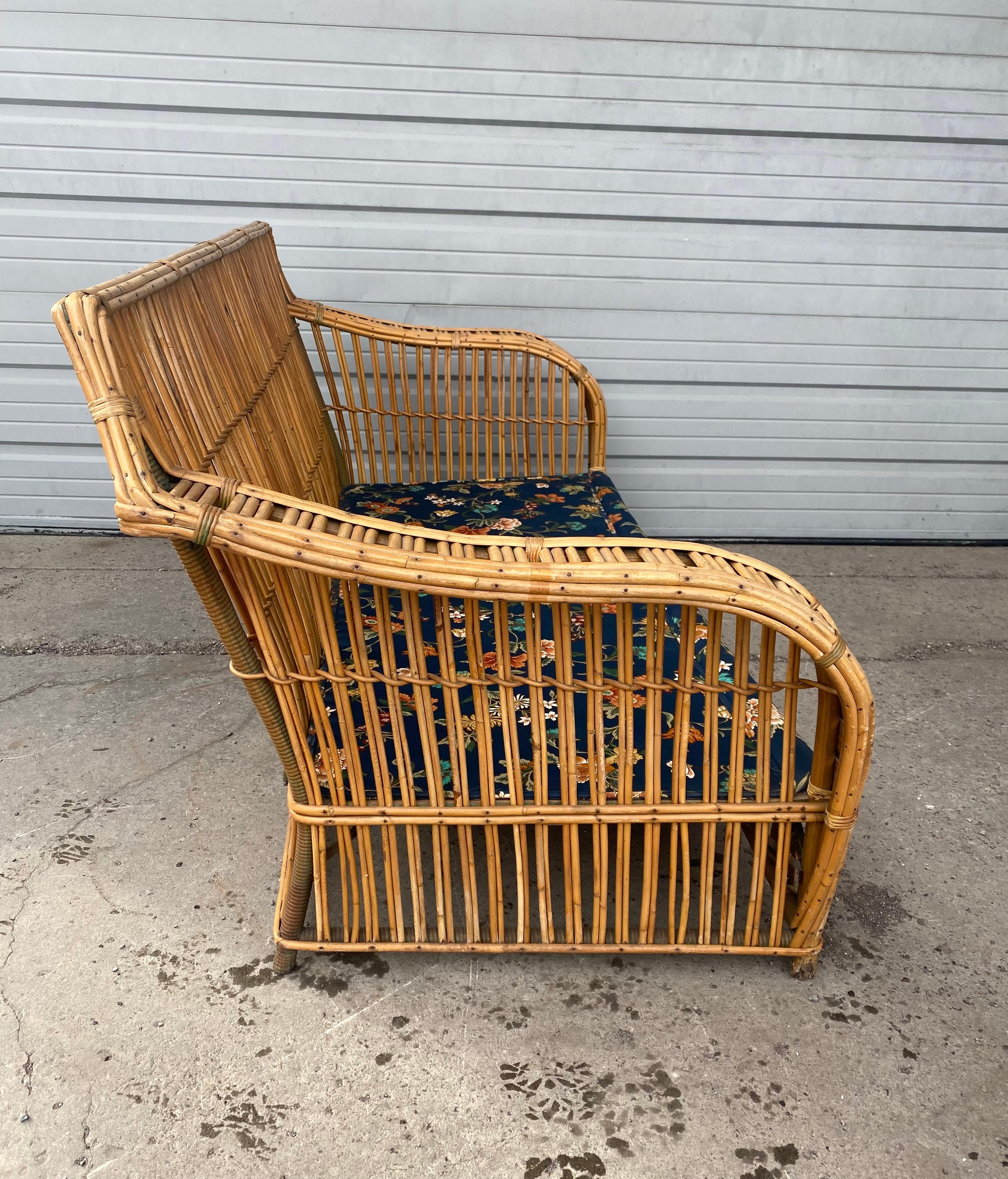 3 Piece Art Deco Stick Wicker / Reed Suite, Sofa and Chairs  by Ficks Reed 2