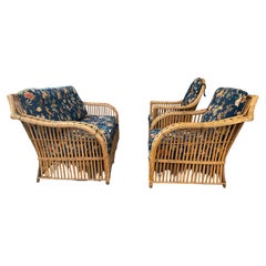 3 Piece Art Deco Stick Wicker / Reed Suite, Sofa and Chairs by Ficks Reed