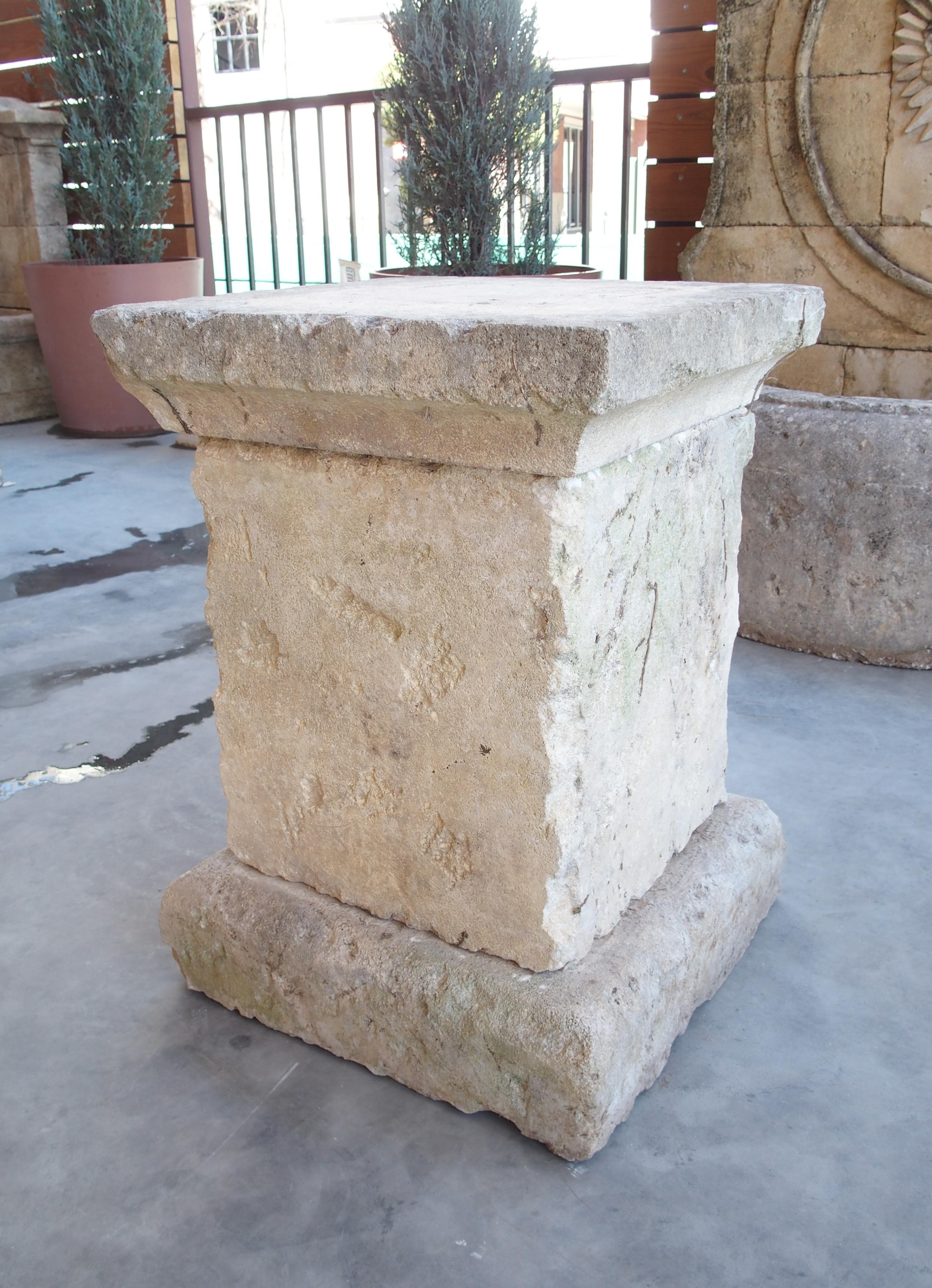 Stone 3-Piece Carved and Distressed Limestone Pedestal from the South of France