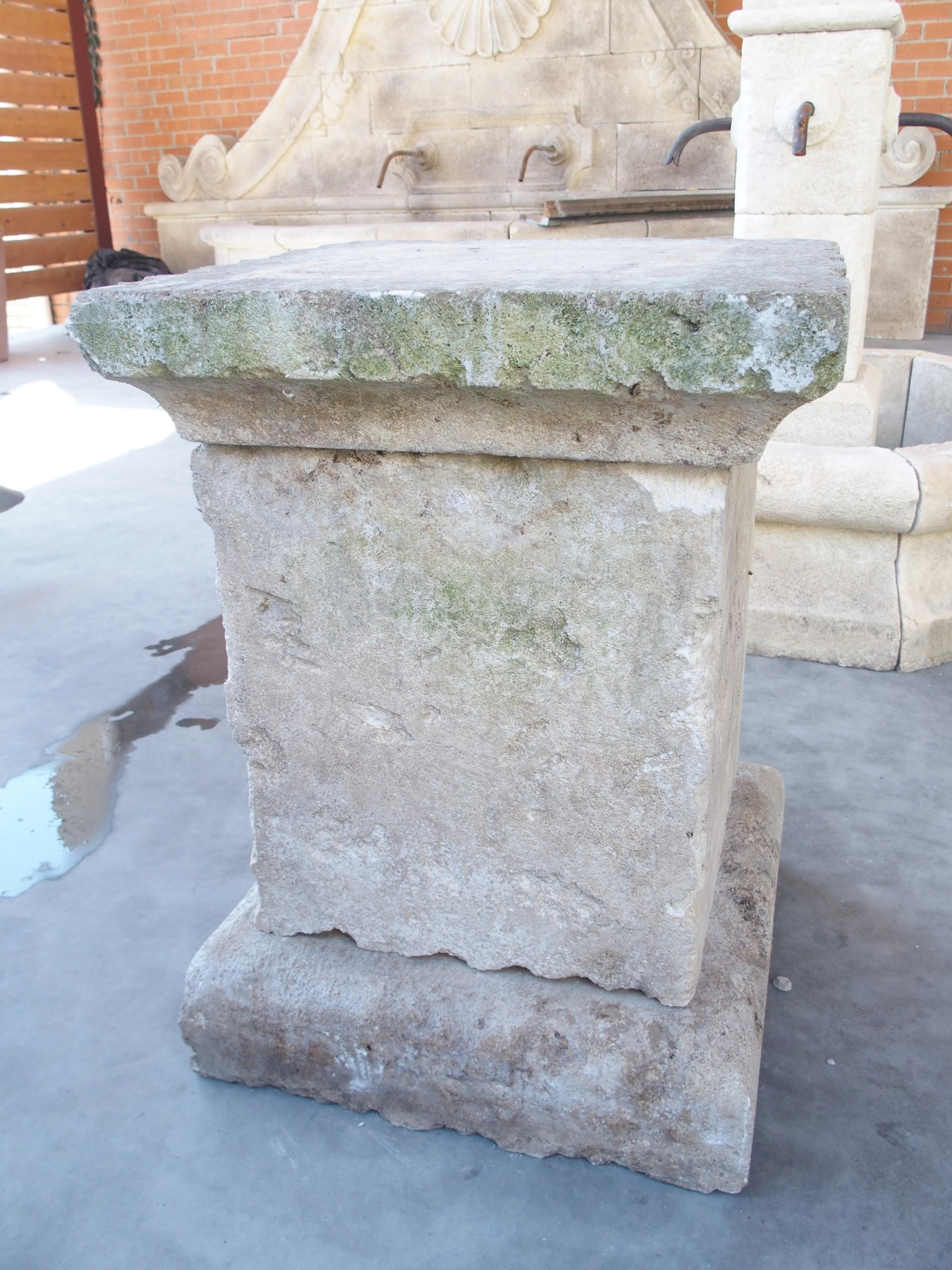 3-Piece Carved and Distressed Limestone Pedestal from the South of France 2