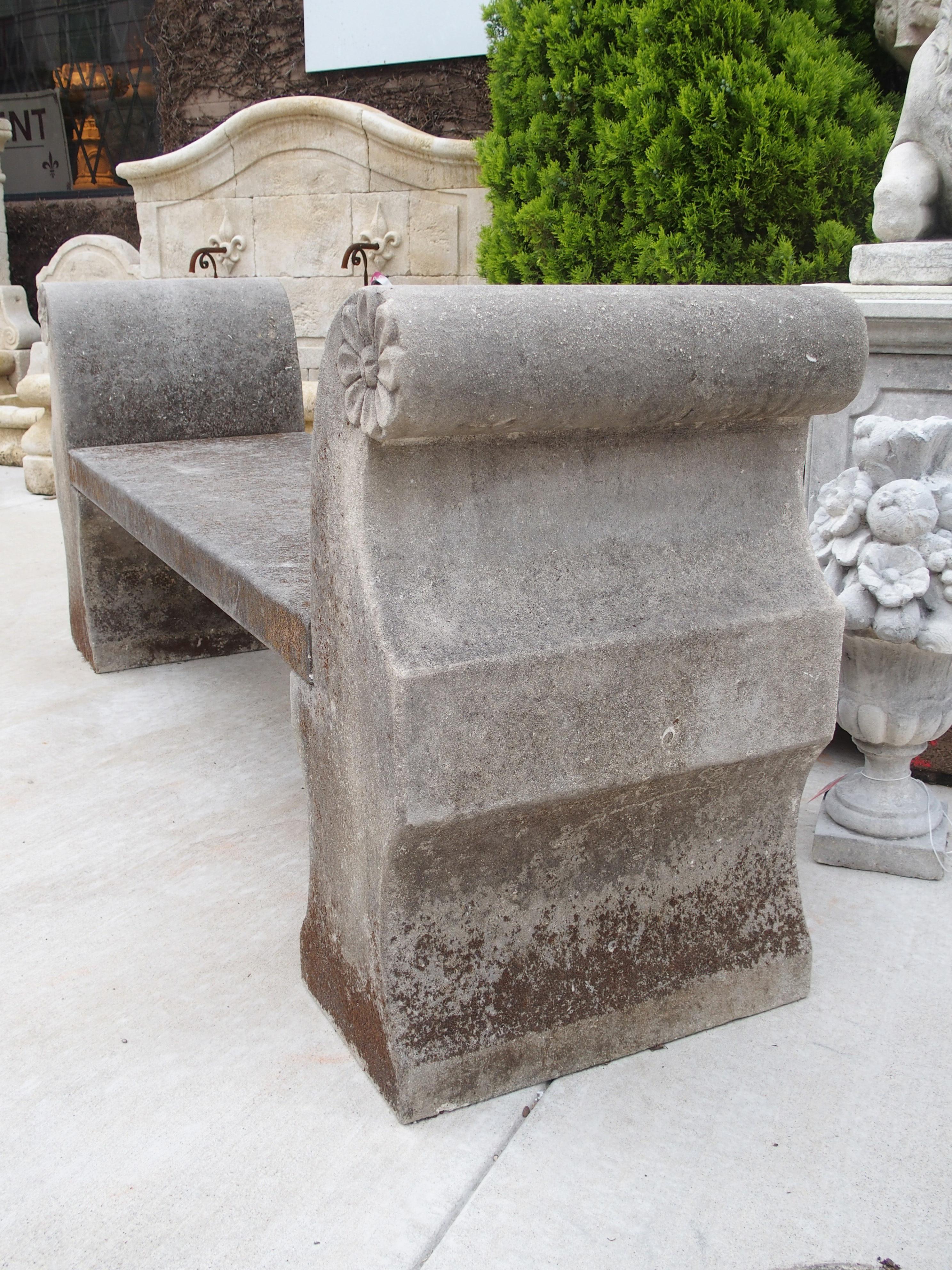 3-Piece Carved Italian Limestone Garden Bench 5