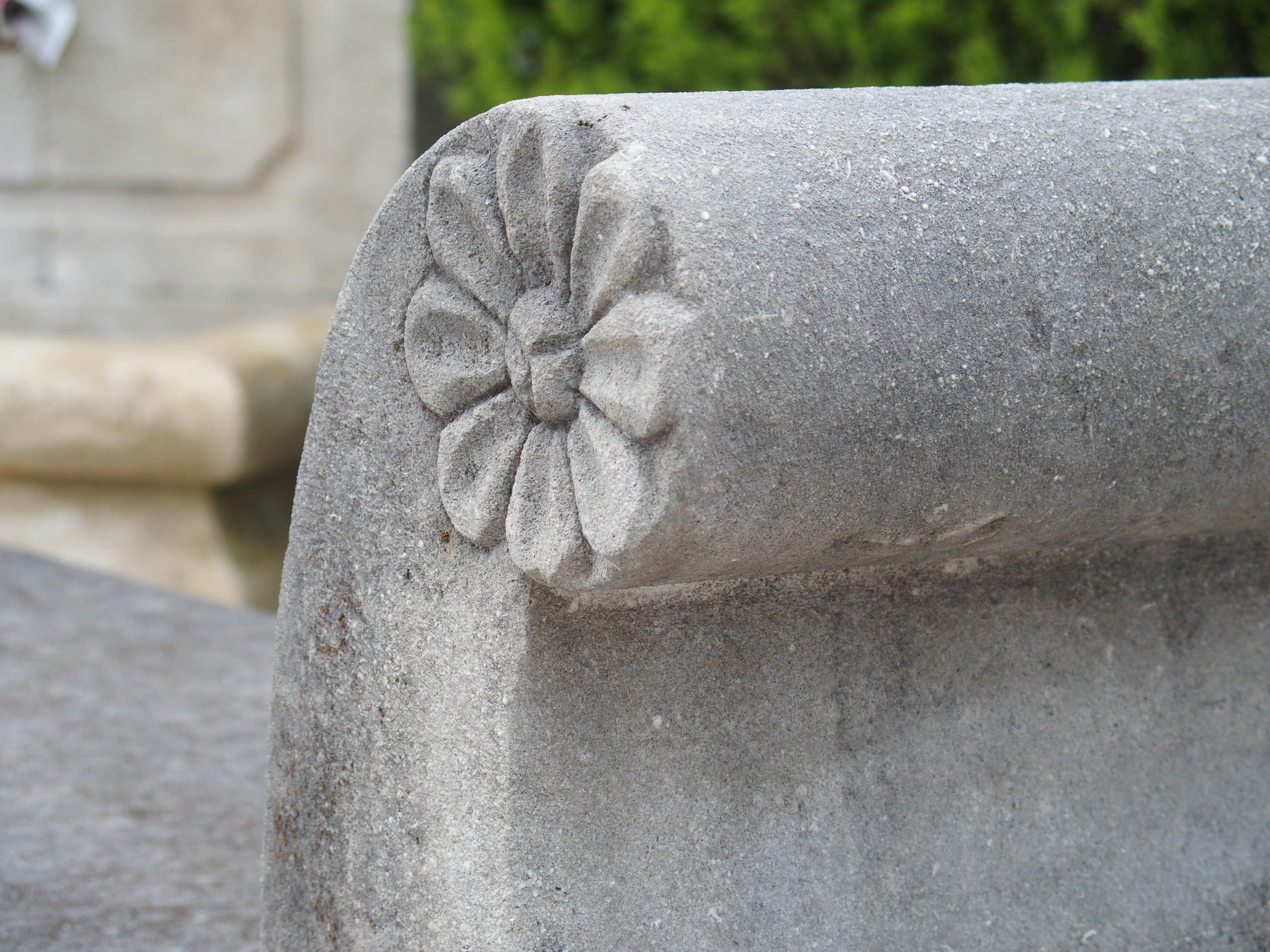 3-Piece Carved Italian Limestone Garden Bench 6