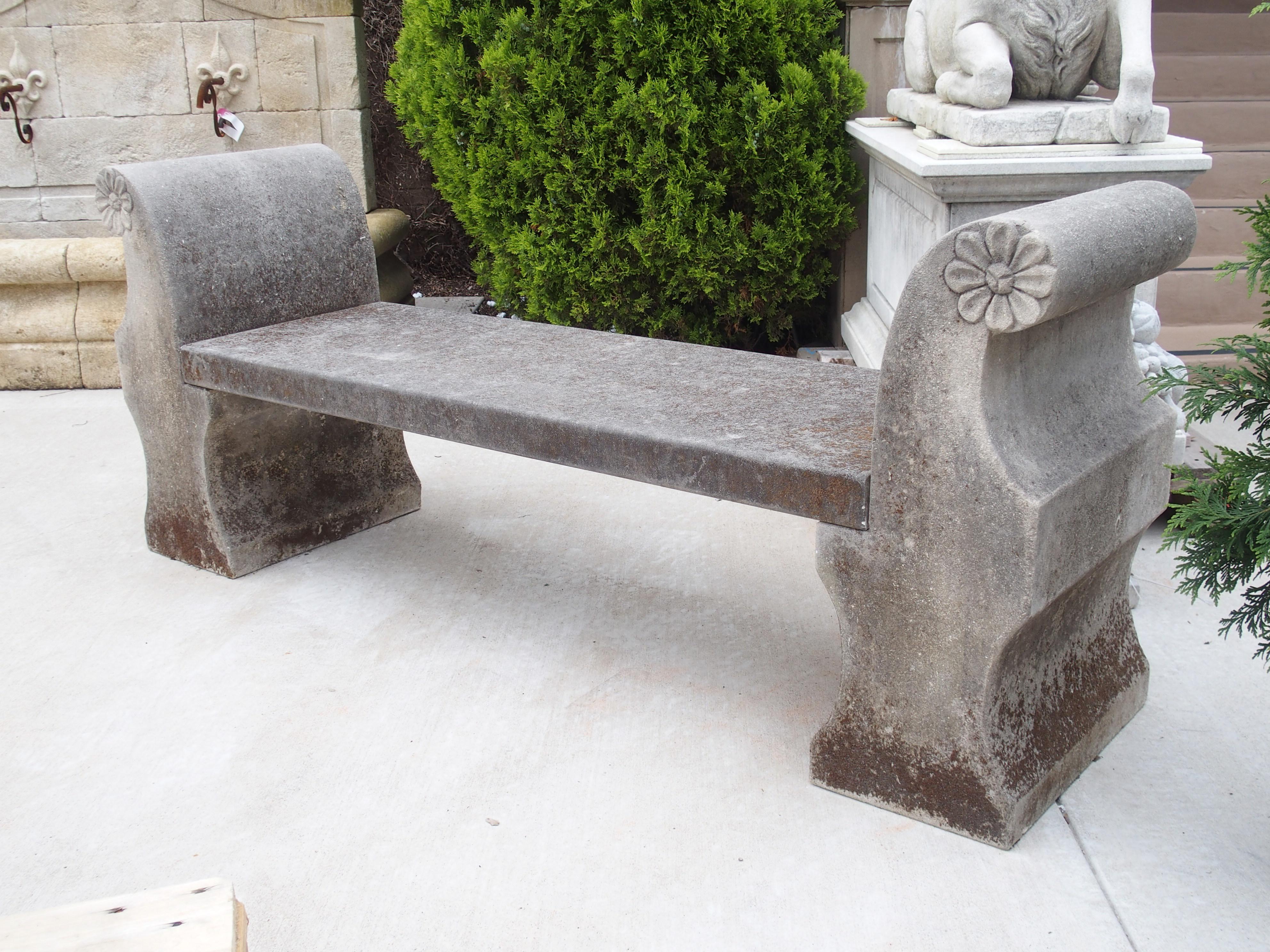 3-Piece Carved Italian Limestone Garden Bench 7