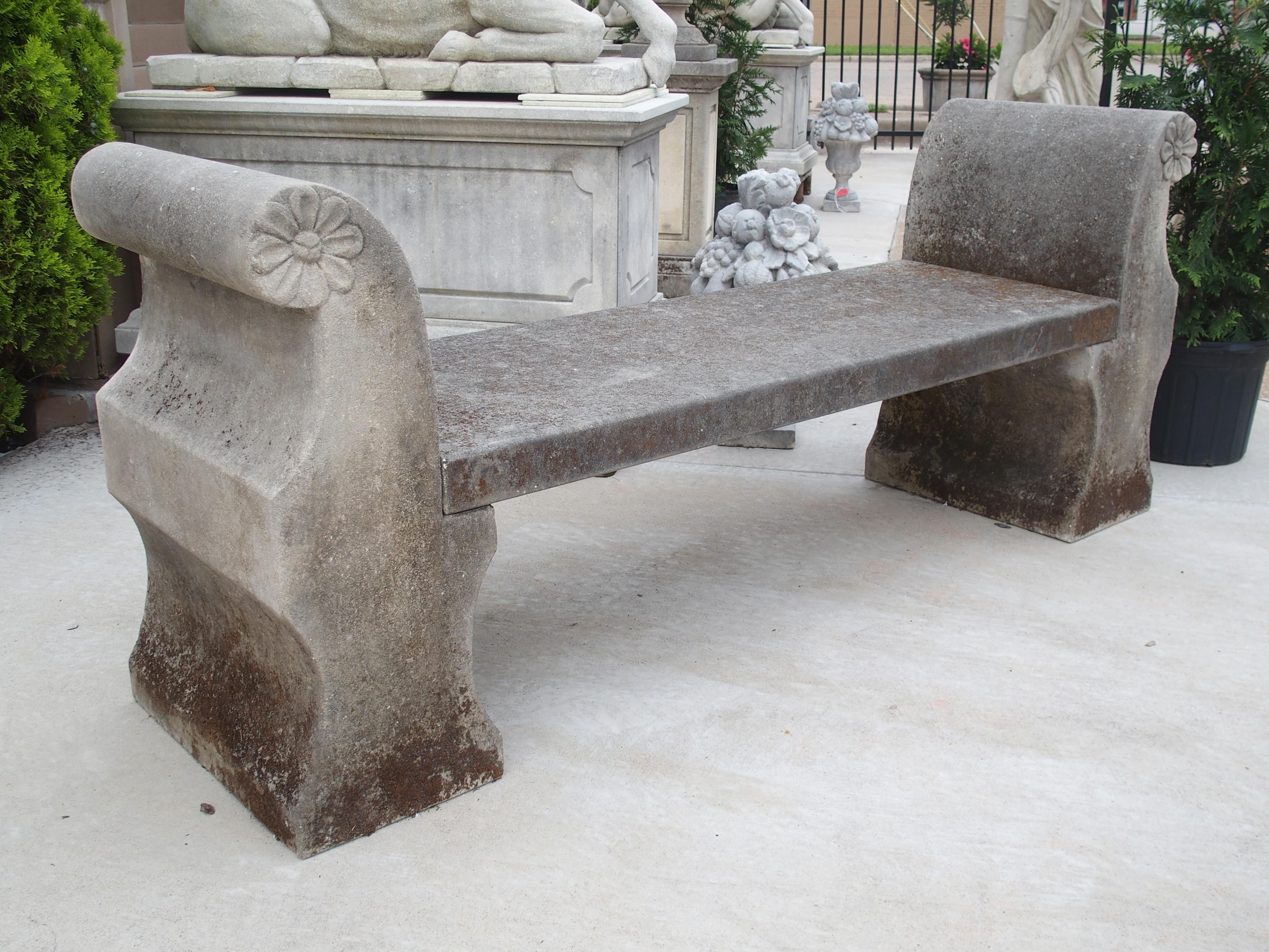 3-Piece Carved Italian Limestone Garden Bench 1