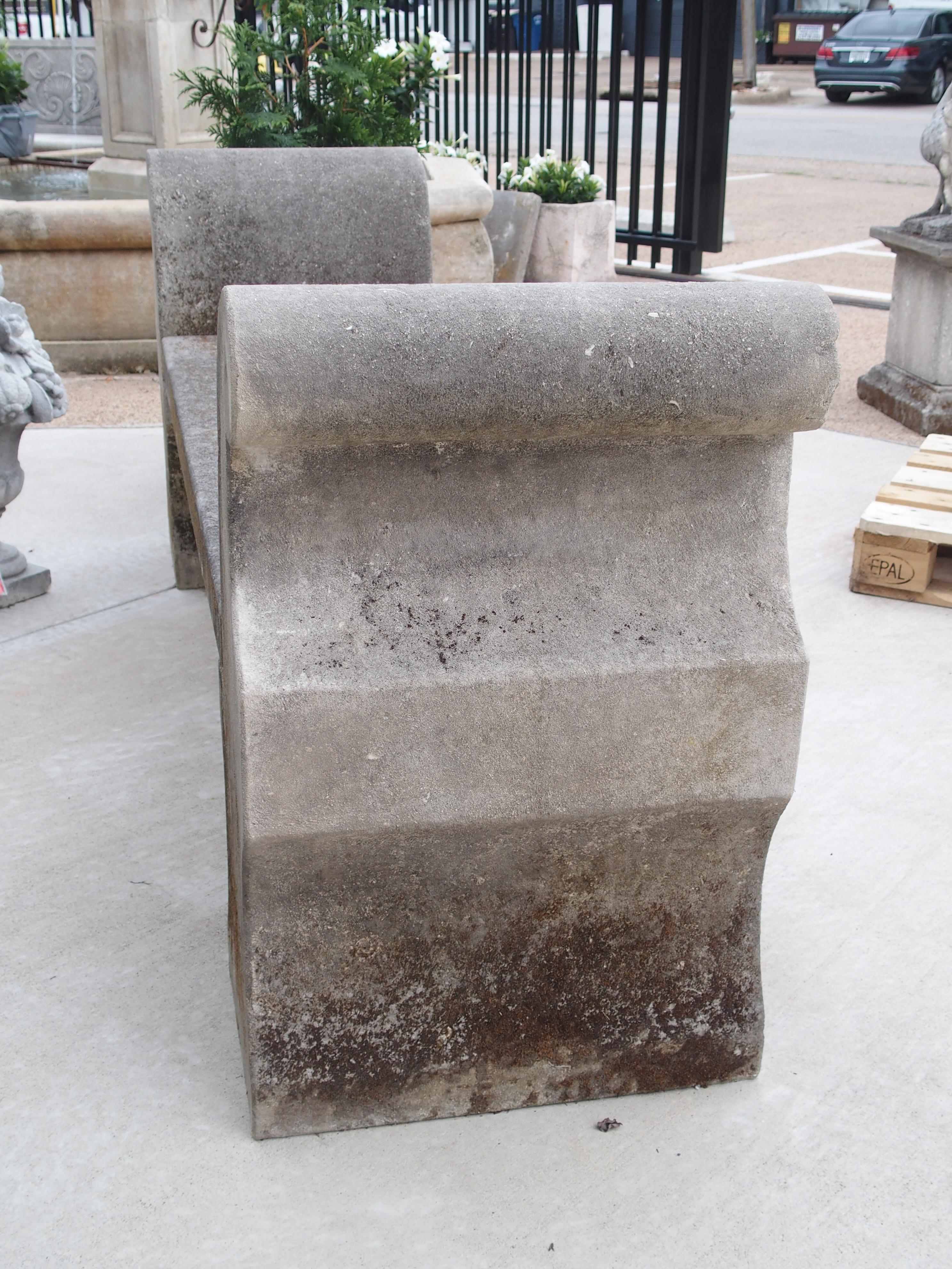 3-Piece Carved Italian Limestone Garden Bench 3