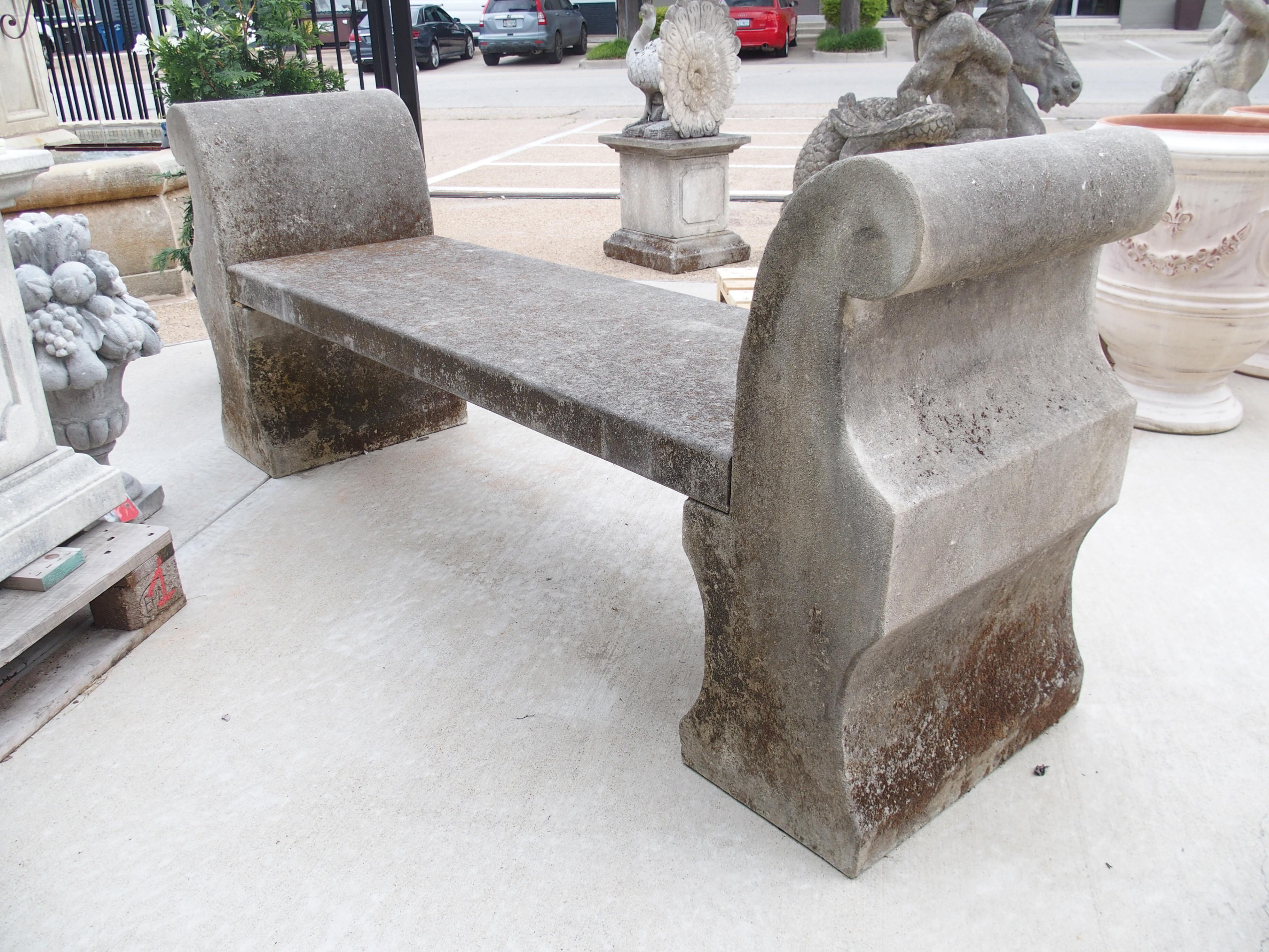 3-Piece Carved Italian Limestone Garden Bench 4