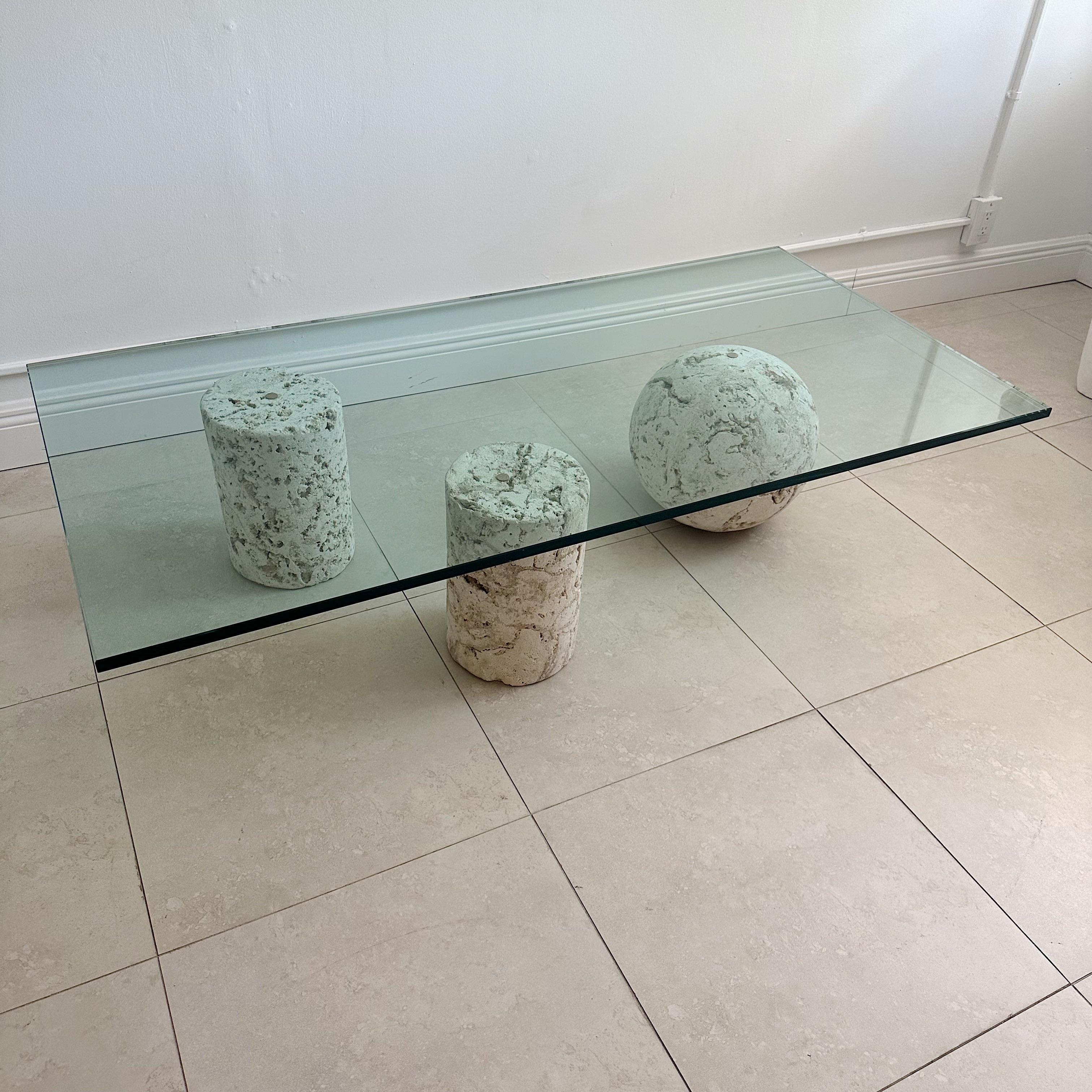American 3 Piece Coquina Coral Stone Coffee Table For Sale