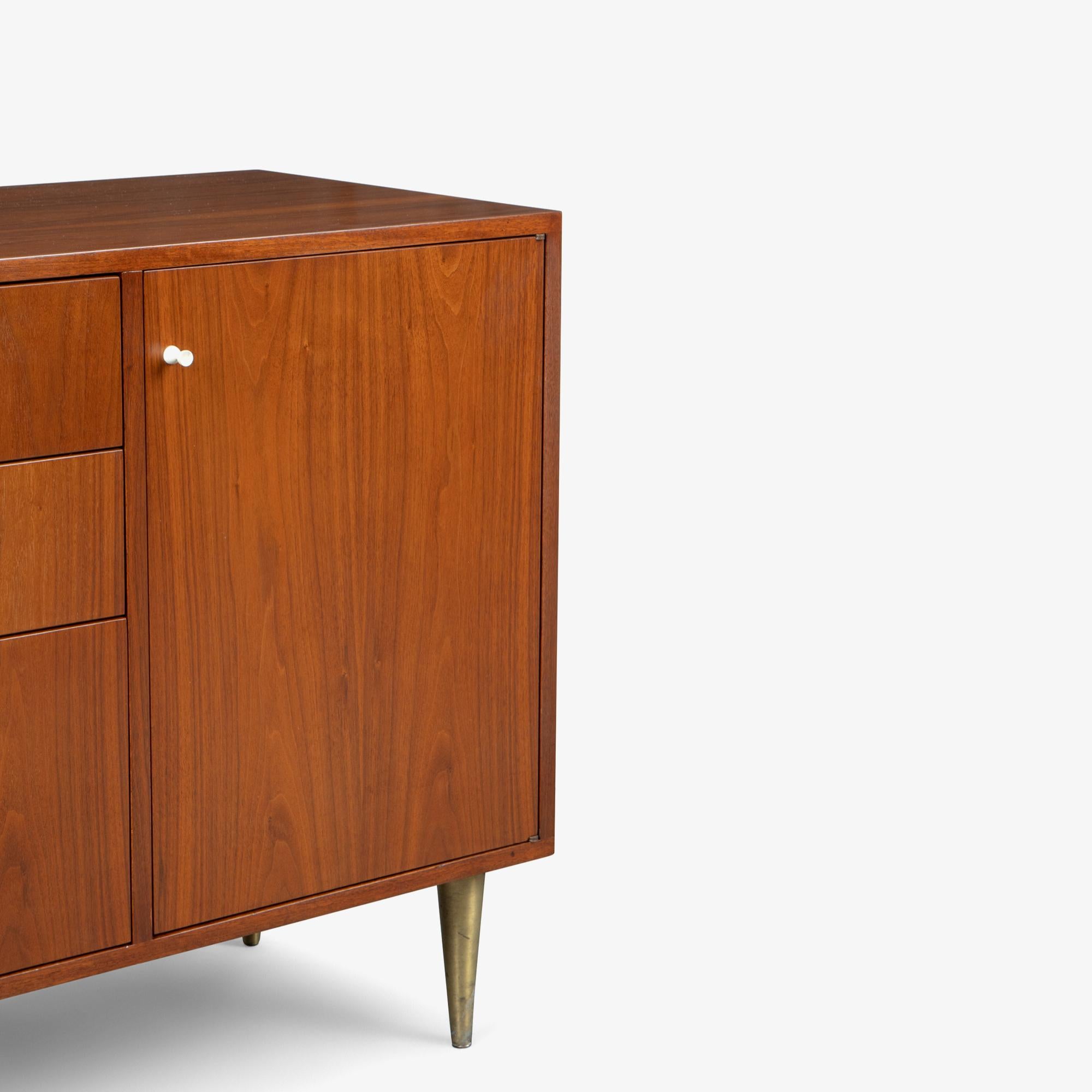 3-teilige Credenza aus Nussbaum, Emaille und Messing im In the style of George Nelson im Angebot 4