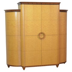 3 Piece Crown Armoire in Birdseye Maple and Mahogany by Lee Weitzman, in Stock