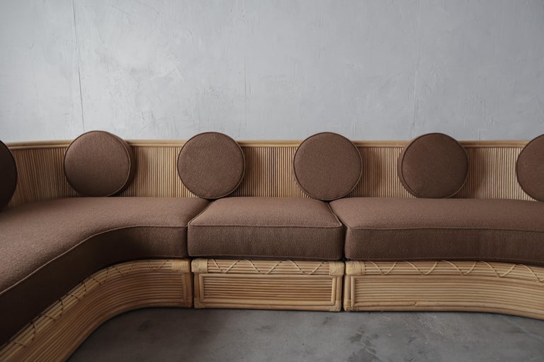 3 Piece Curved Pencil Reed Bamboo Sectional Sofa For Sale at 1stDibs
