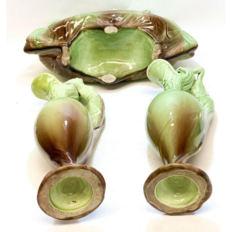 3 Piece Delphin Massier Ewer and Jardiniere Garniture, Partially Nude Beauties For Sale 2