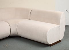 Banchetto da pranzo a 3 pezzi con angolo arrotondato in velluto avorio