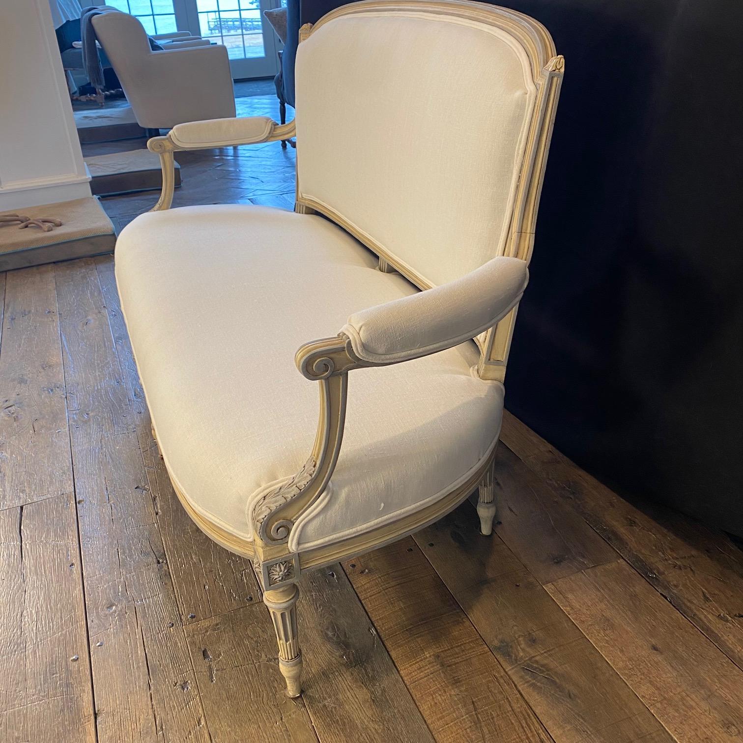 Silk 3 Piece Elegant and Rare 19th Century Classic French Louis XVI Salon Set For Sale