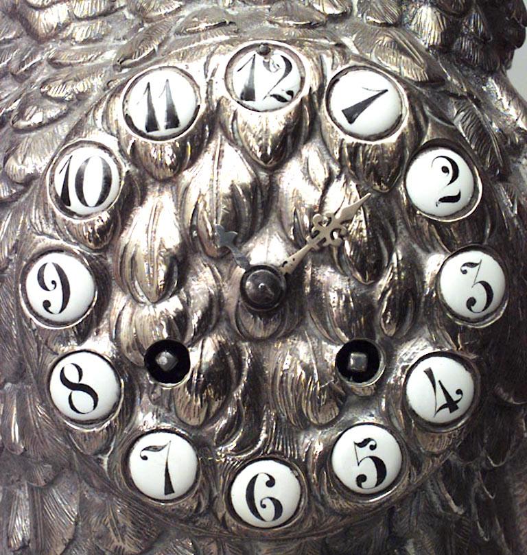 British 3-Piece English Victorian Owl Clock Garniture Set