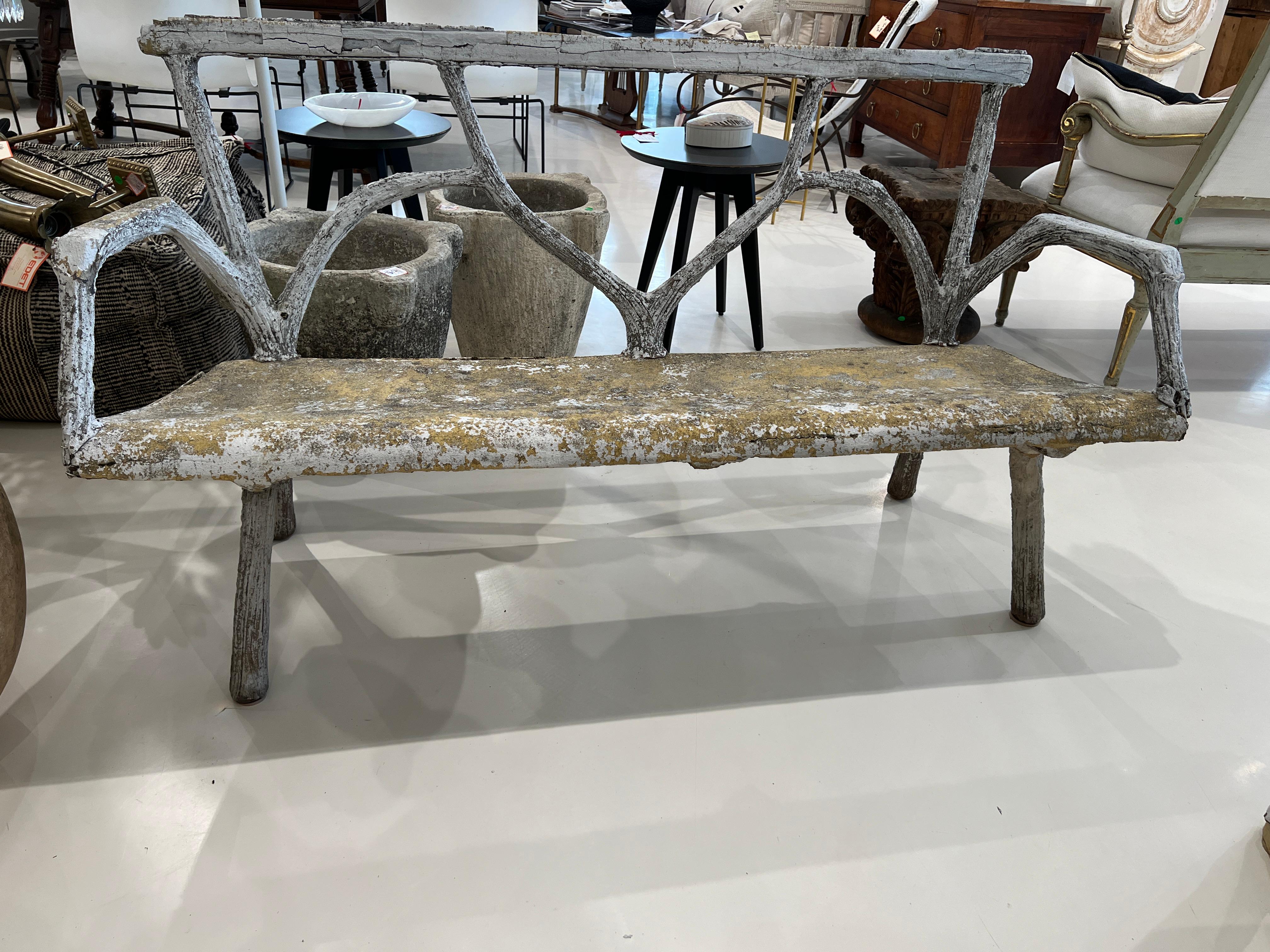 3 Piece Faux Bois Garden Set In Distressed Condition In New Orleans, LA