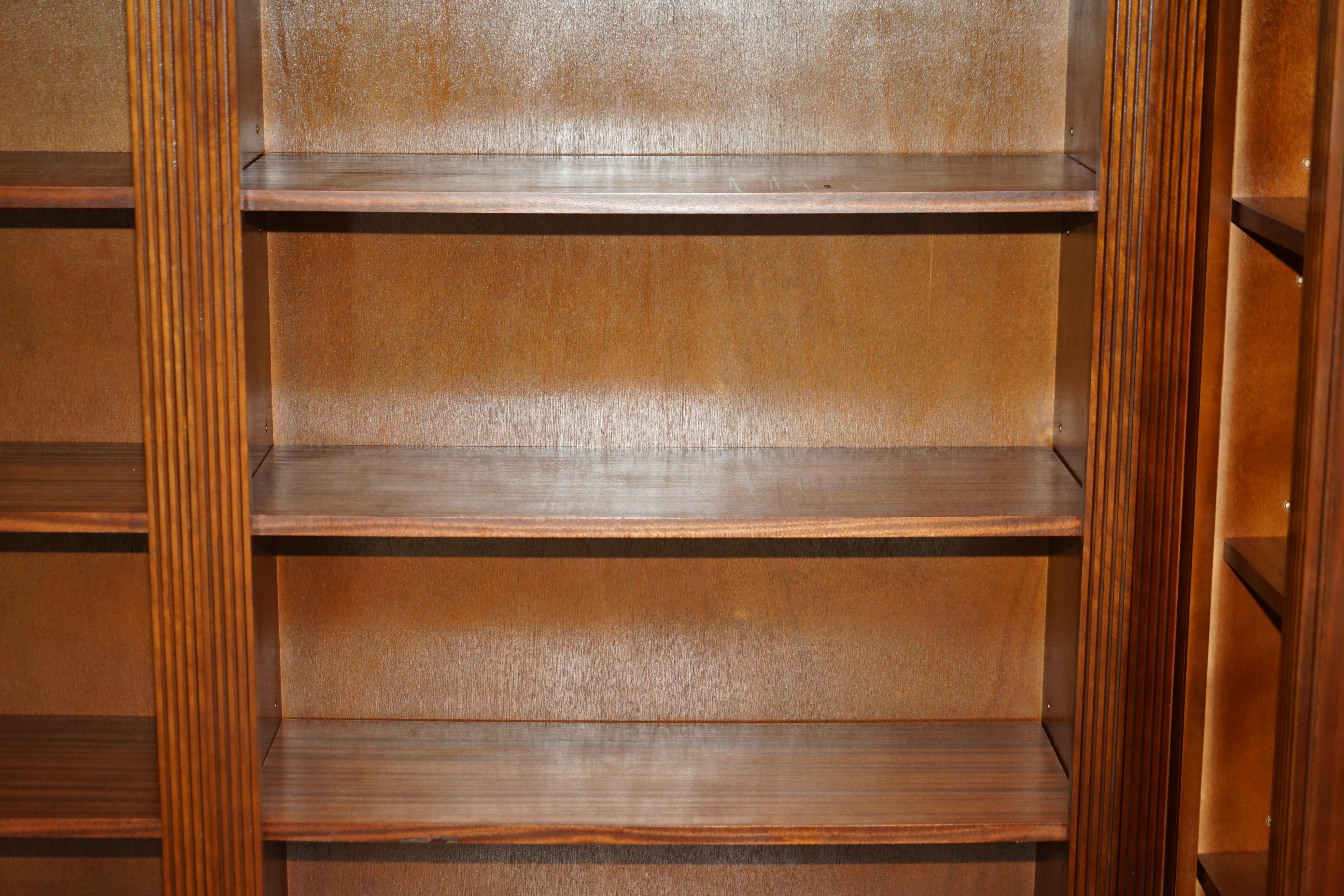3 Piece Flamed Hardwood Open Library Bookcase Part of a Suite Must See Pictures For Sale 5