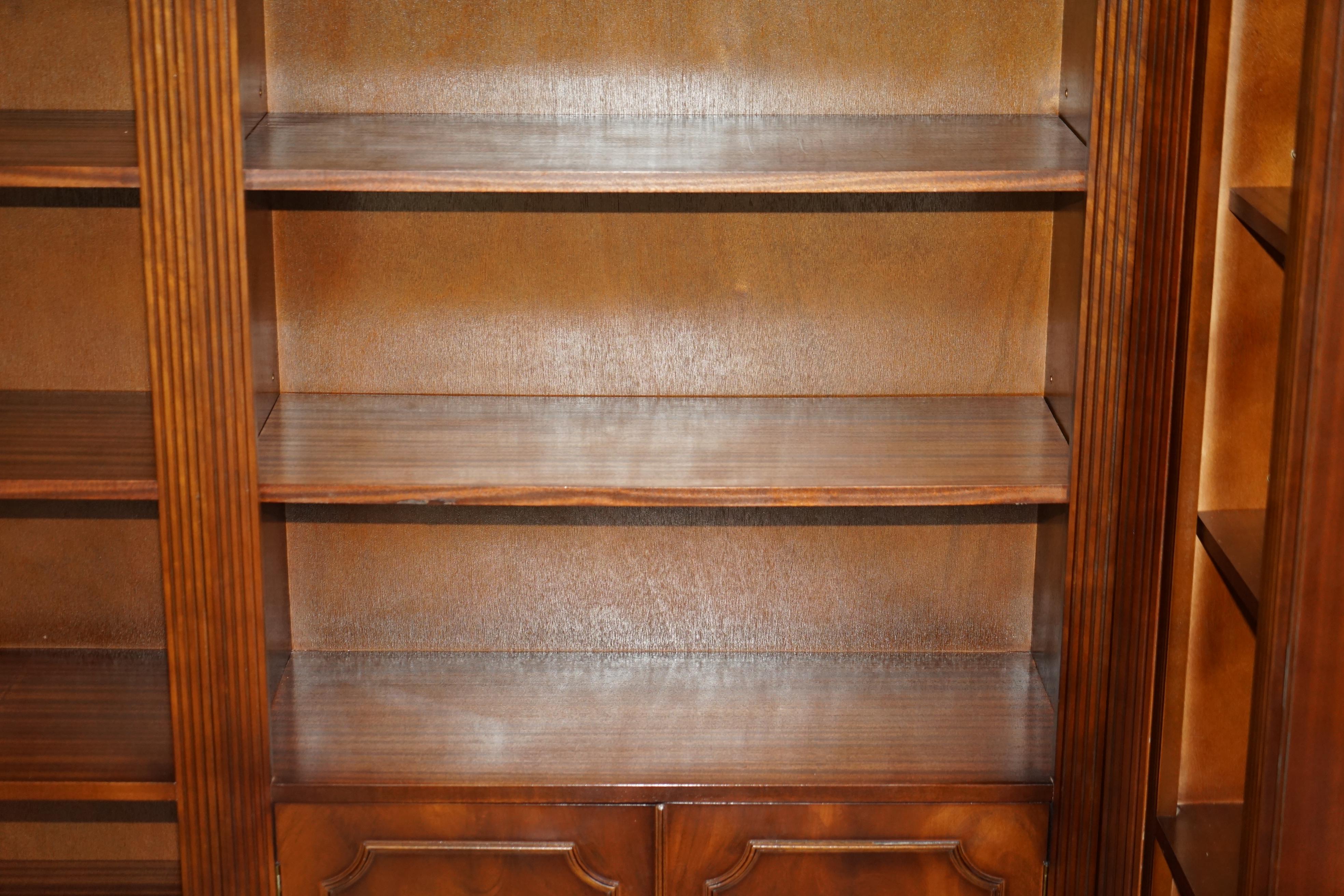 3 Piece Flamed Hardwood Open Library Bookcase Part of a Suite Must See Pictures For Sale 6