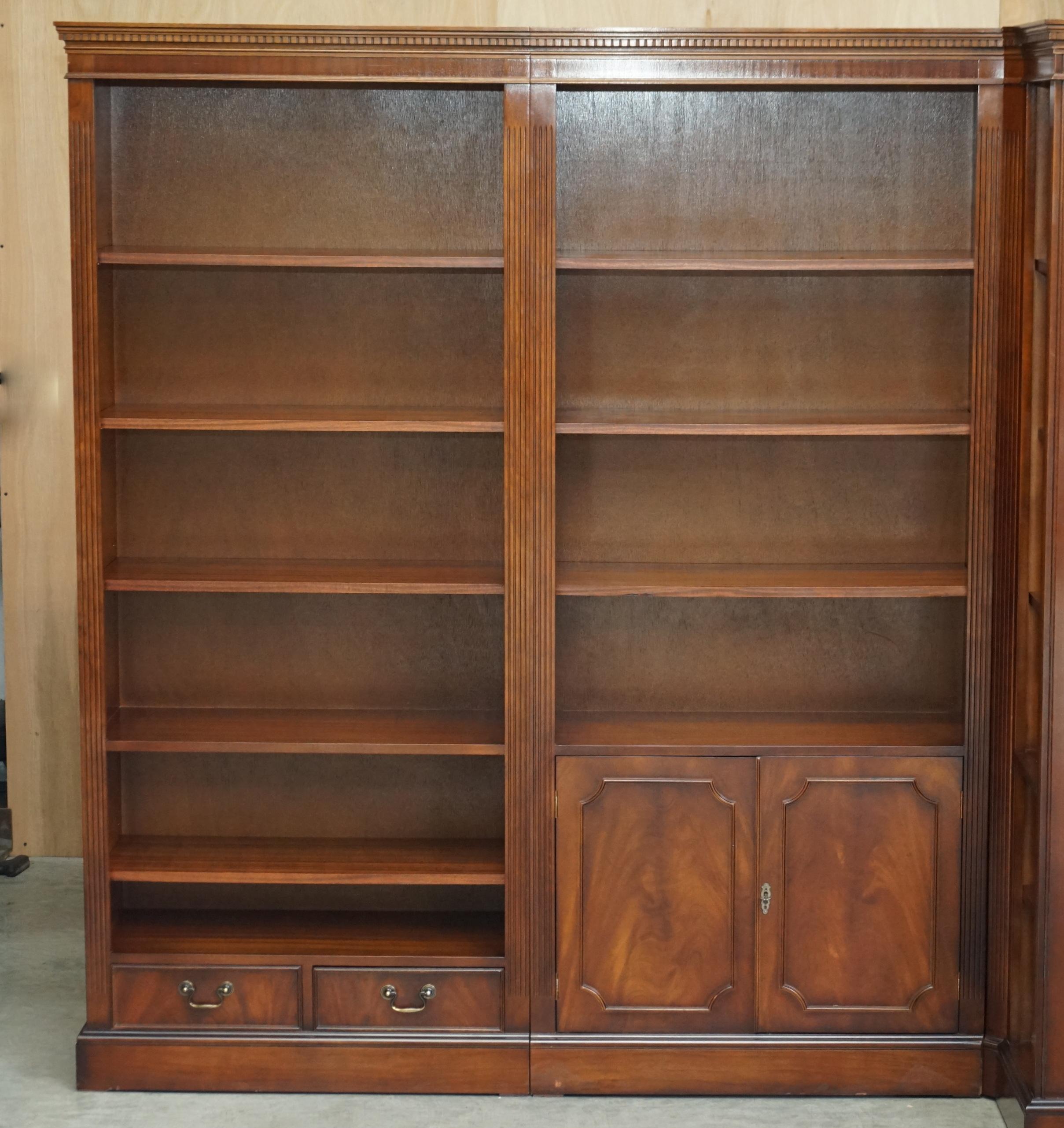 Victorian 3 Piece Flamed Hardwood Open Library Bookcase Part of a Suite Must See Pictures For Sale