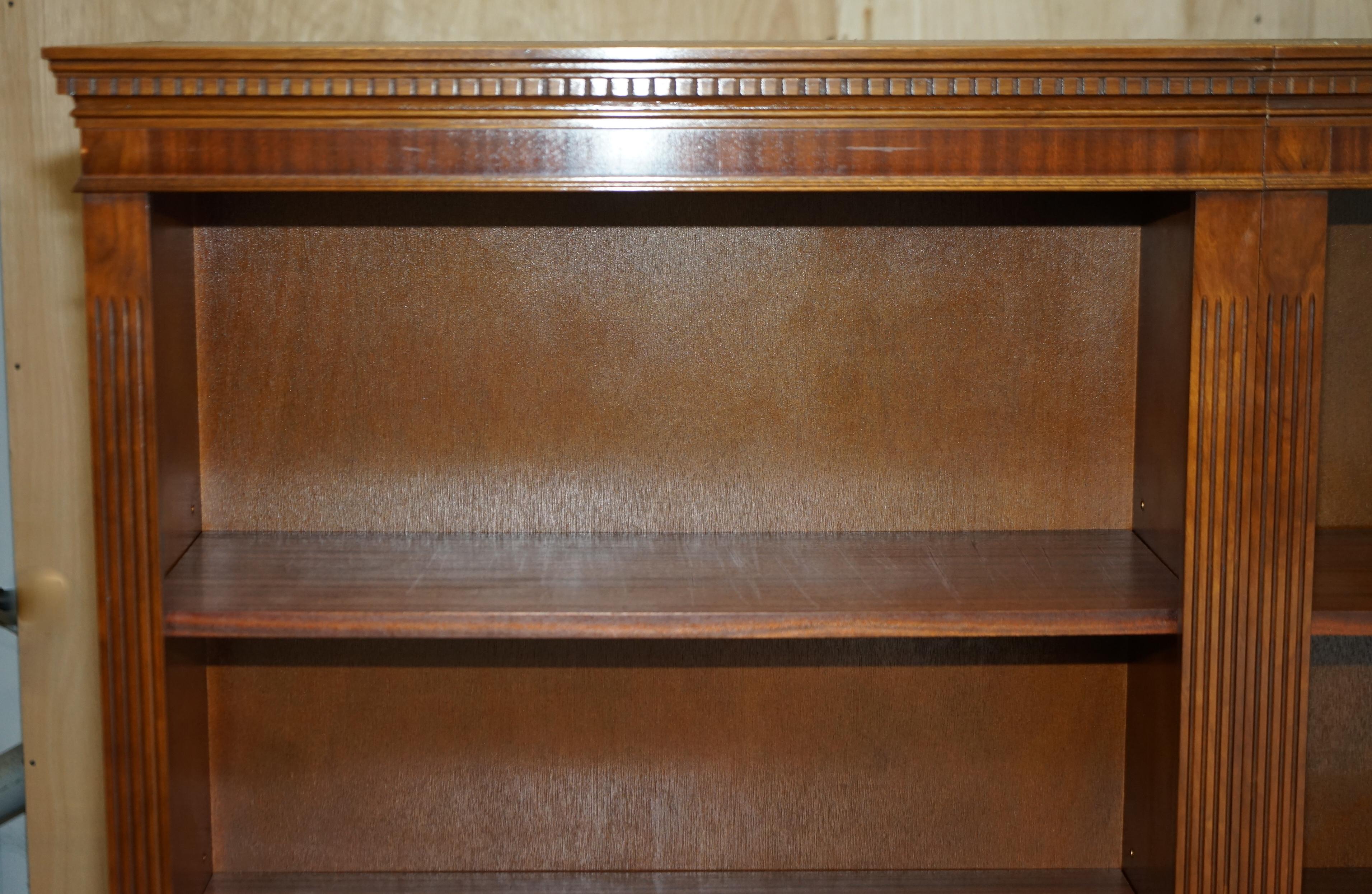 Hand-Crafted 3 Piece Flamed Hardwood Open Library Bookcase Part of a Suite Must See Pictures For Sale