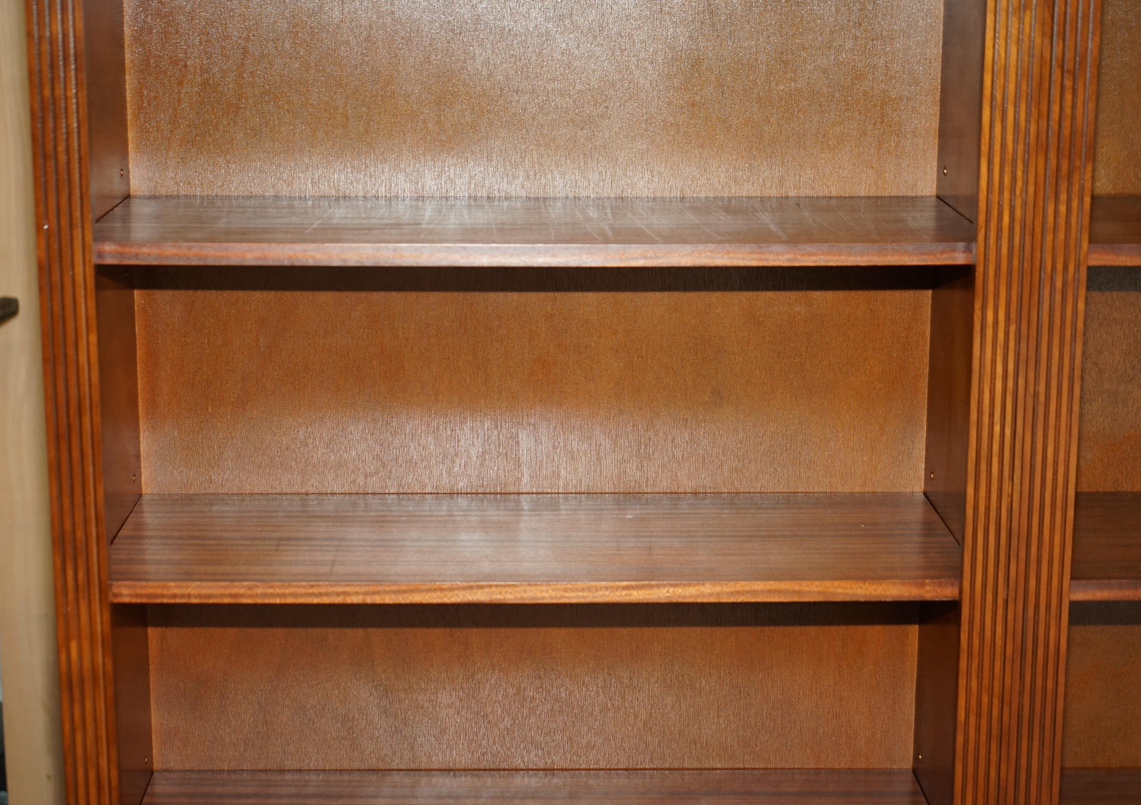20th Century 3 Piece Flamed Hardwood Open Library Bookcase Part of a Suite Must See Pictures For Sale