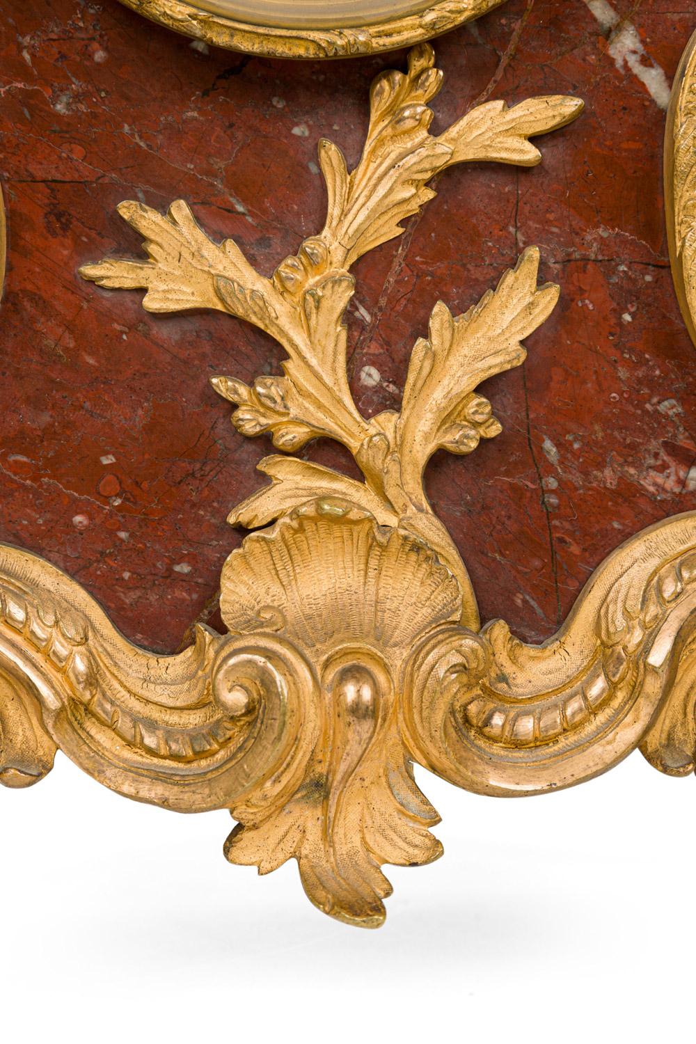 3-Piece French Louis XV Style Bronze Clock Set For Sale 6