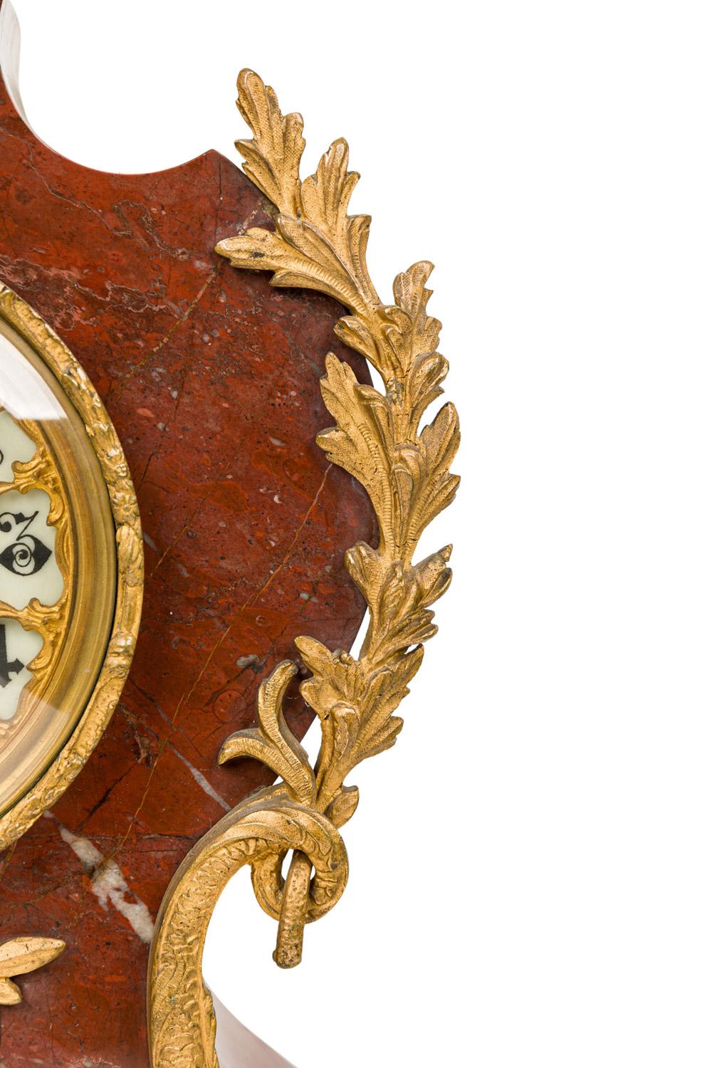 3-Piece French Louis XV Style Bronze Clock Set For Sale 8