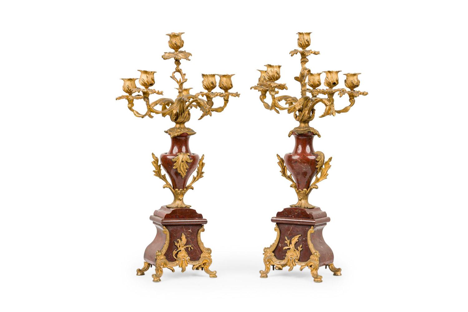 3-Piece French Louis XV Style Bronze Clock Set For Sale 14