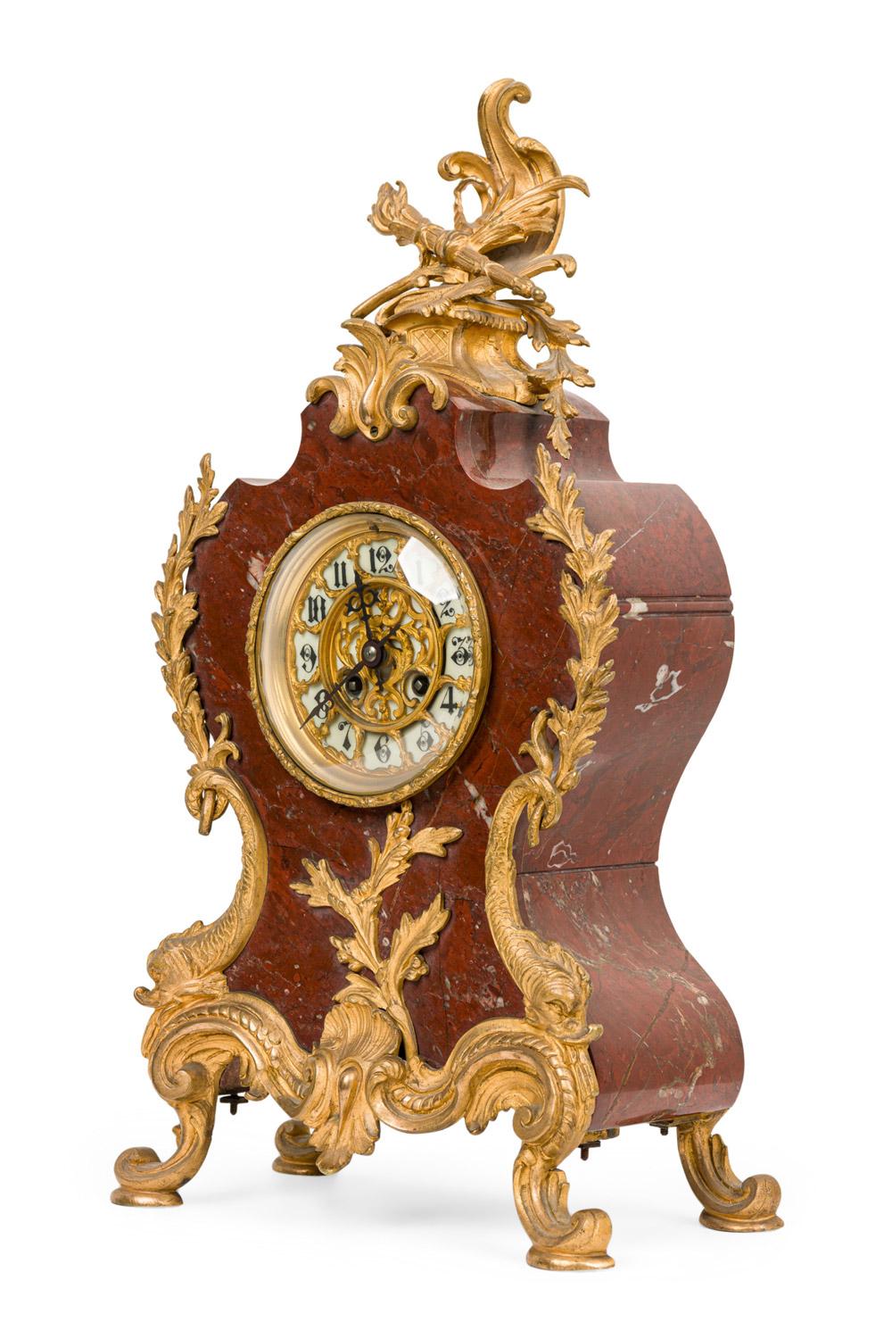 3-Piece French Louis XV Style Bronze Clock Set In Good Condition For Sale In Queens, NY
